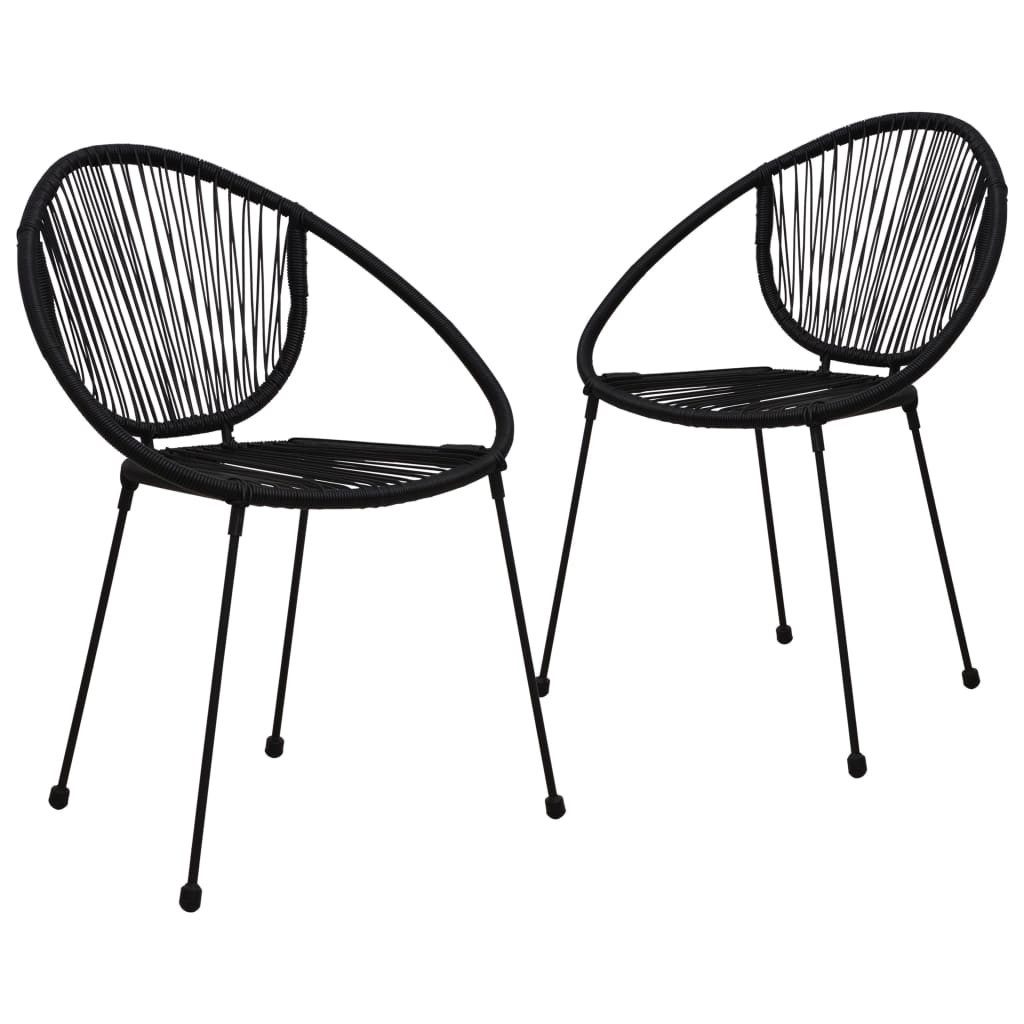 vidaXL Gartenstuhl Gartenstühle 2 Stk. PVC Rattan Schwarz (2 St)