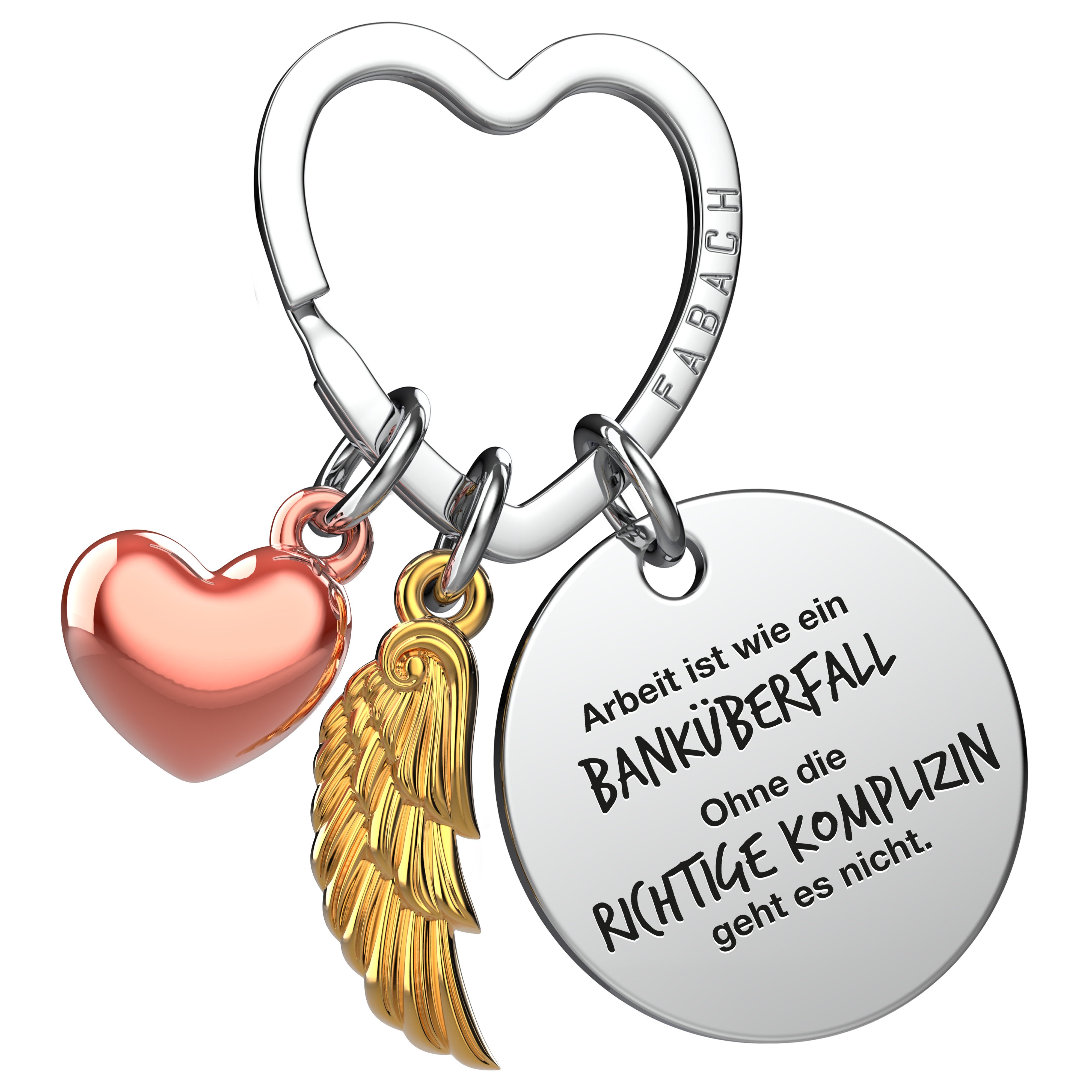 FABACH Schlüsselanhänger Glücksbringer Herz und Engelsflügel mit Gravur "Be günstig online kaufen