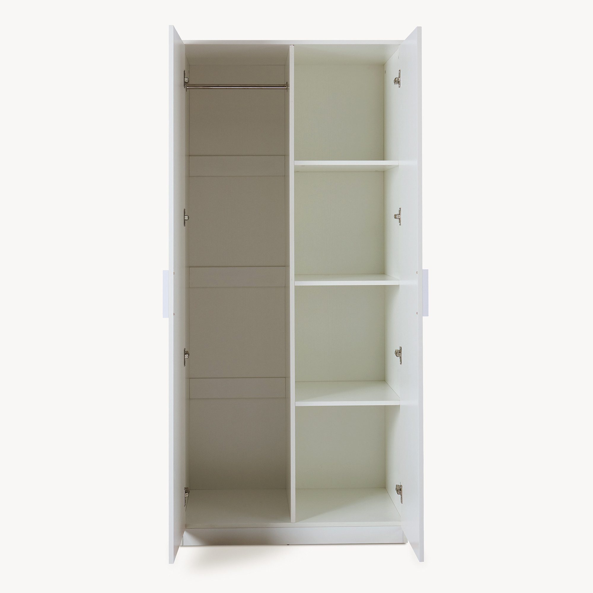 en.casa Kleiderschrank »Eiselfing« 2 Türen, 1 Stange, 4 Fächer 176x80x52 cm Weiß