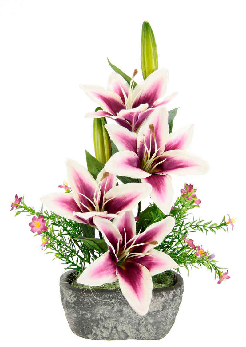 Kunstpflanze Lilien, I.GE.A., Höhe 42 cm, Arrangement im Topf