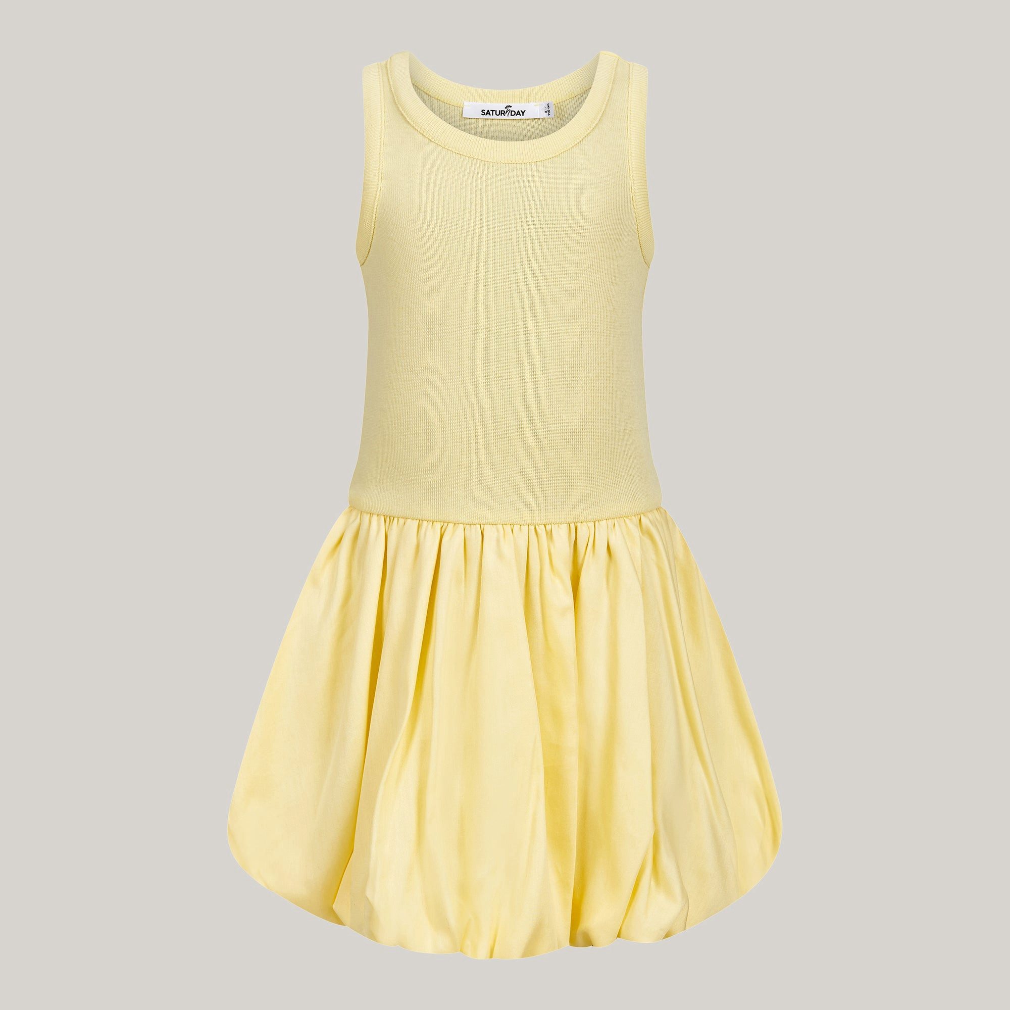 Sommerkleid Balloon-Kleid aus Baumwolle mit Tanktop-Oberteil in Gelb