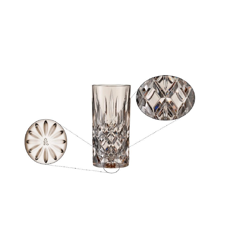 Nachtmann Cocktailglas Nachtmann Noblesse Longdrinkglas Taupe 2er Set, Kristallglas
