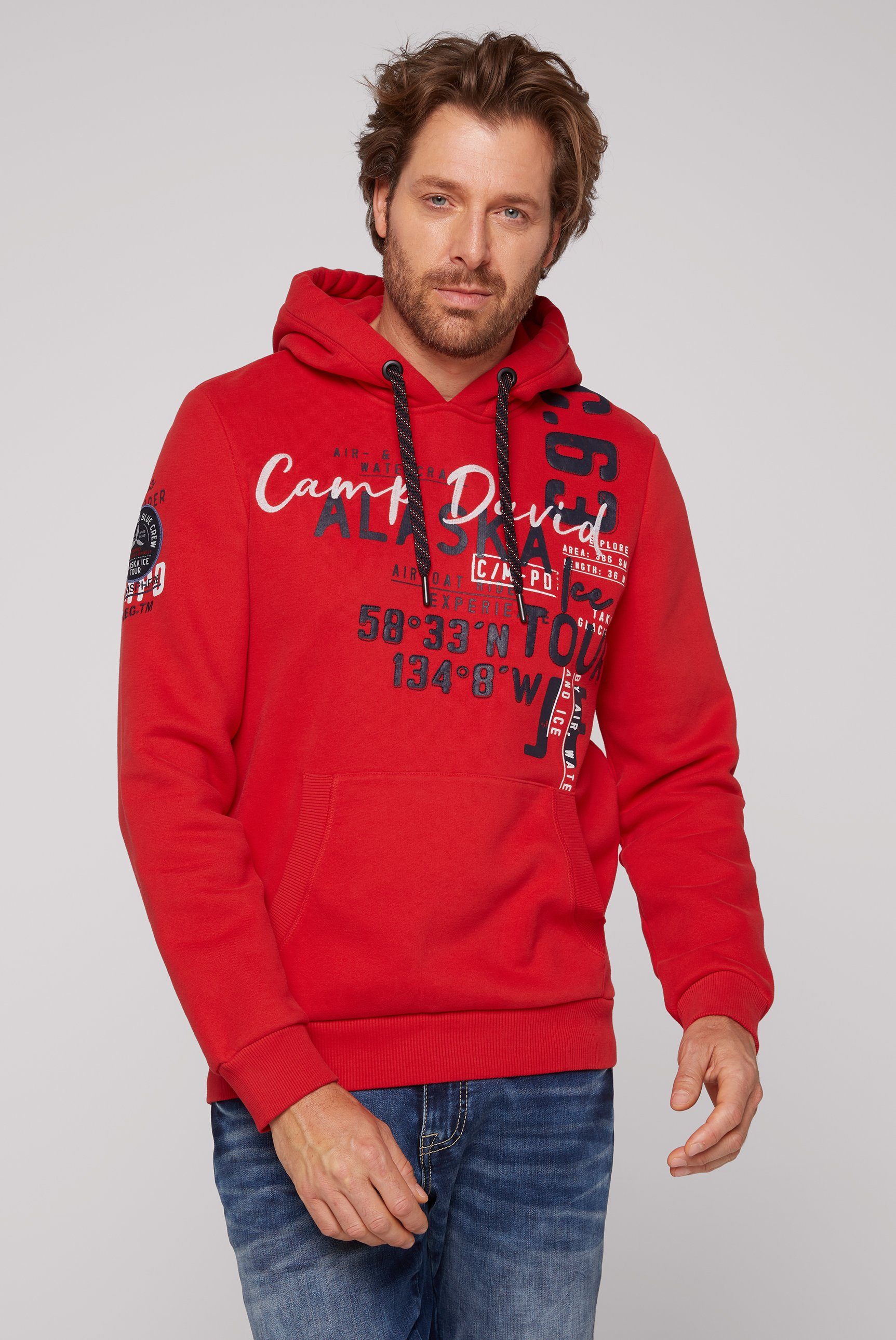 CAMP DAVID Kapuzensweatshirt mit Label-Applikationen