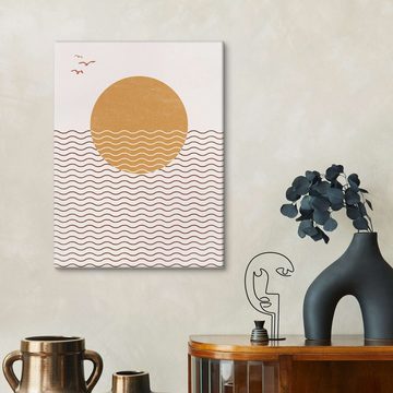 Posterlounge Leinwandbild TAlex, Boho Sonnenuntergang, Wohnzimmer Japandi Illustration