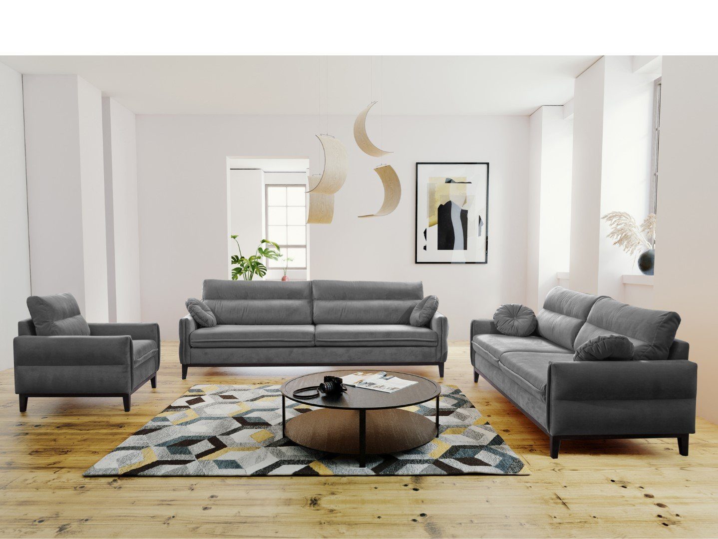 MOEBLO Polstergarnitur ESTELA 3+2+1, (Stoff Samt günstig online kaufen
