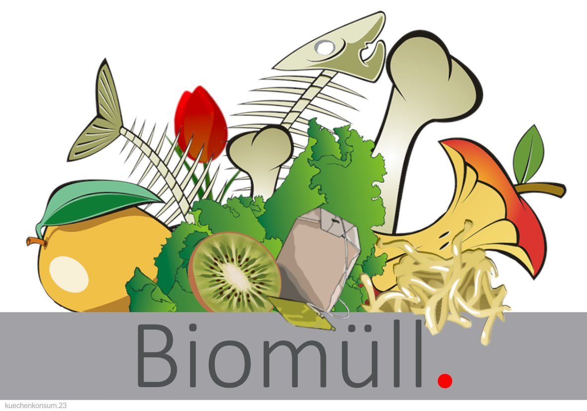 Hailo Biomülleimer Hailo Deckel 1068589 mit Aufkleber Biomüll für Inneneimer hellgrau