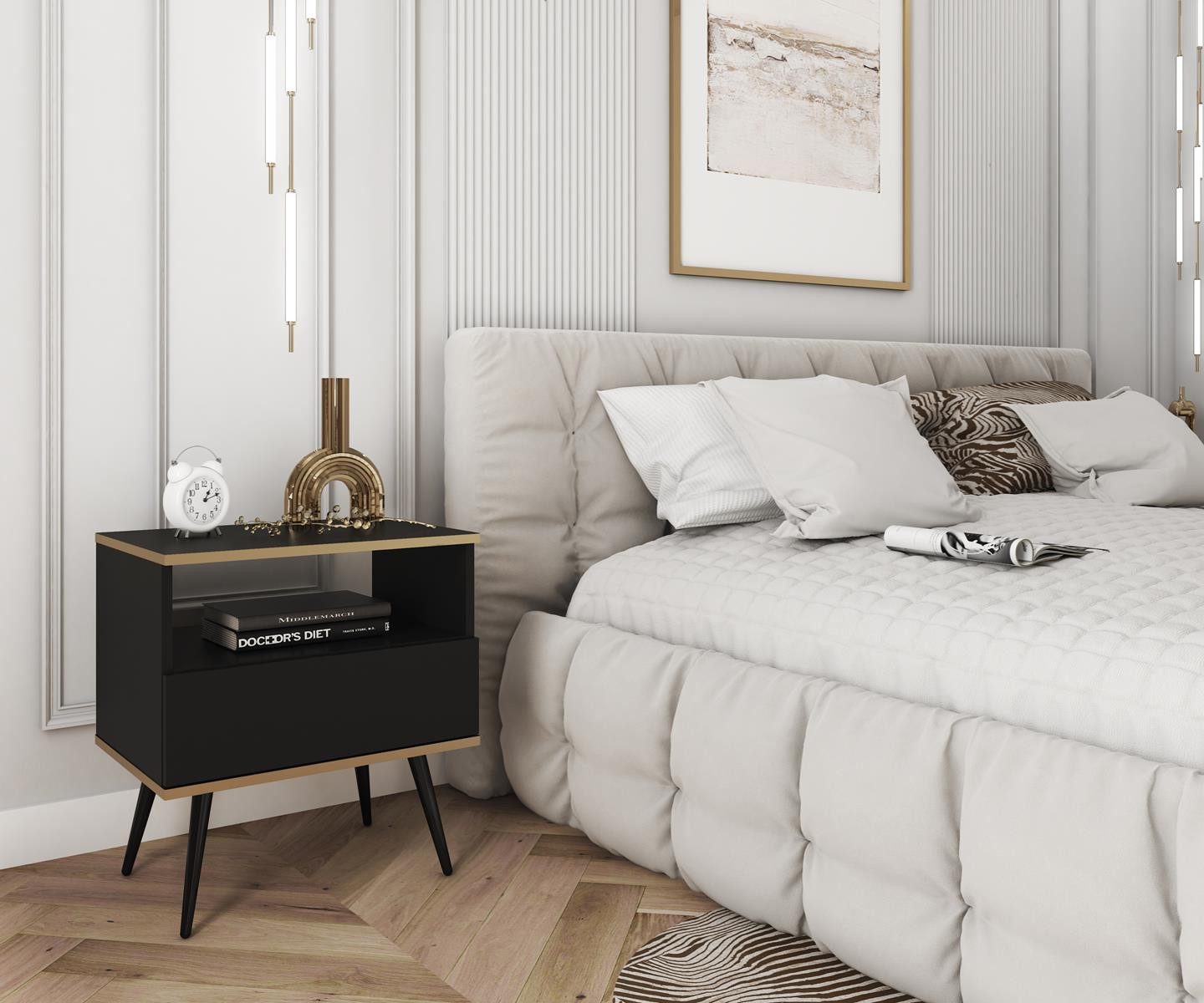 Compleo Nachttisch mit Schublade, Glamour Stil günstig online kaufen