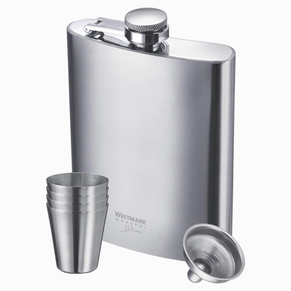 WESTMARK Flachmann mit Trichter, 236 ml »Delano« + 4 Mini-Becher