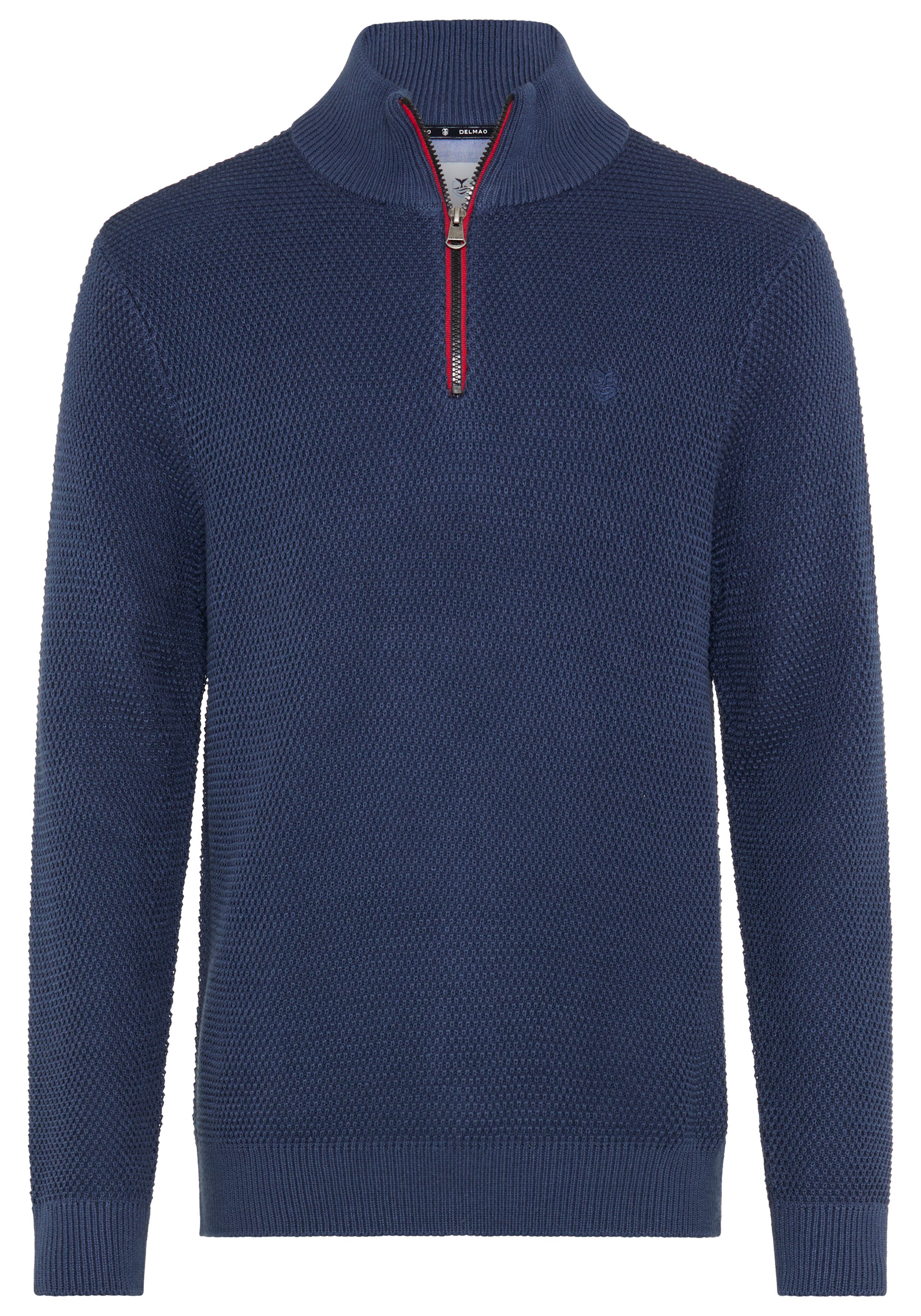 DELMAO Troyer Neue Kollektion! Highlight Kontrast- Reißverschluß aus Strickmaterial, Regular Fit, mit Label-Applikation – Bild 5 von 5