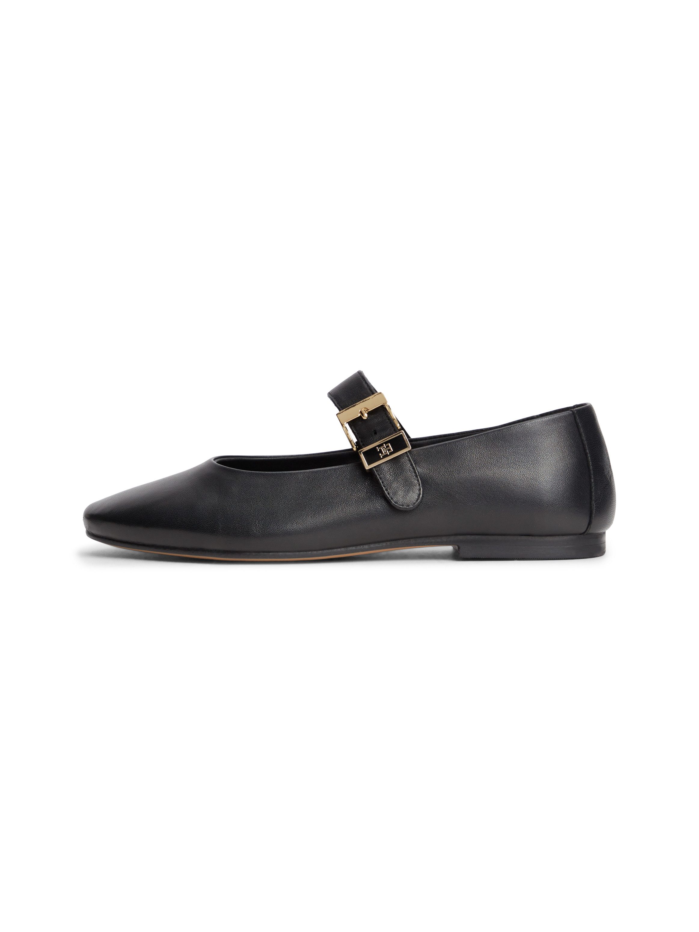 Tommy Hilfiger TH BUCKLE LEATHER BALLERINA Riemchenballerina Businessschuh, mit verstellbarer Schnalle über den Rist