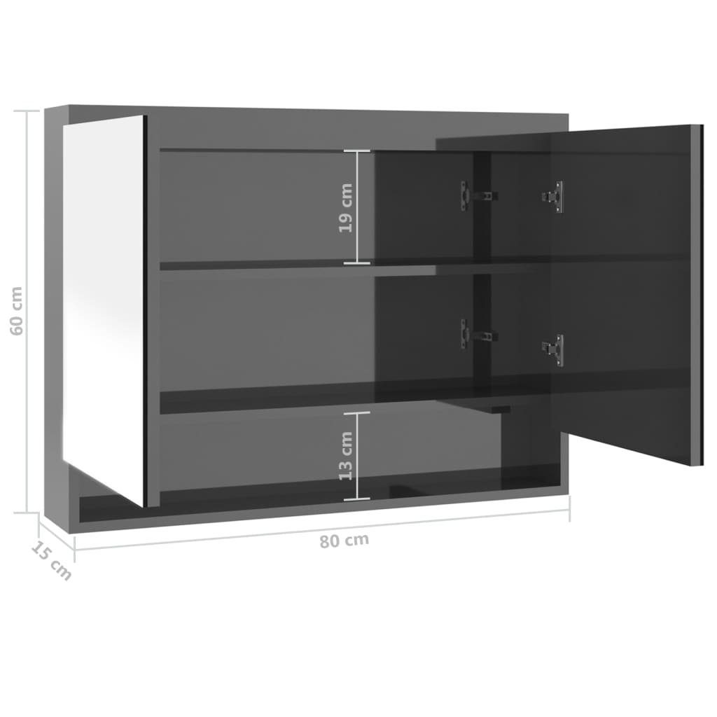(1-St) MDF Grau cm 80x15x60 fürs Bad Spiegelschrank vidaXL Badezimmerspiegelschrank