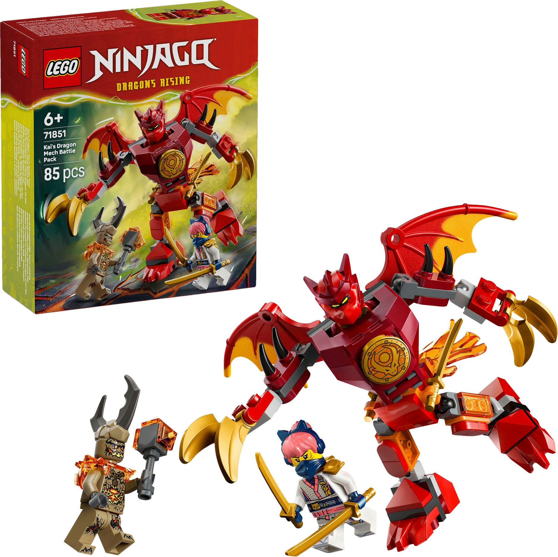 LEGO® Kais Drachen-Mech Battle Set (71851), LEGO Ninjago Konstruktionsspielsteine, (85 St)