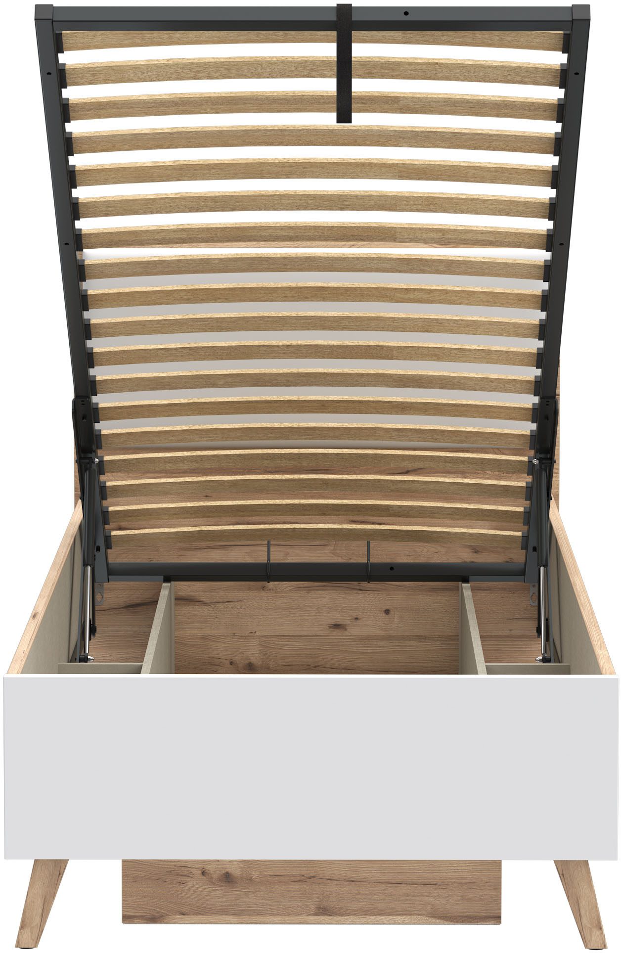 FORTE Stauraumbett Vankka viel Stauraum, skandinavisches Design, Made in Europe, aufklappbarer Lattenrost, weitere Produkte zur Serie erhältlich – Bild 4 von 5