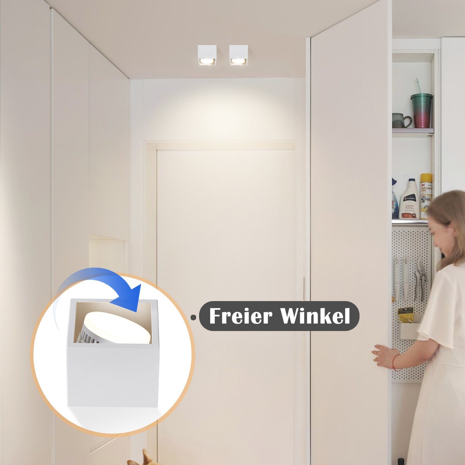 wechselbar, Esszimmer 1/2/3/4 Korridor Aufbau Deckenleuchte, Warmweiß, Wohnzimmer für LED Deckenstrahler Schwenkbar Flammig Aufputz Weiß LED Flur, 5W Küche 120°, Deckenspots Nettlife