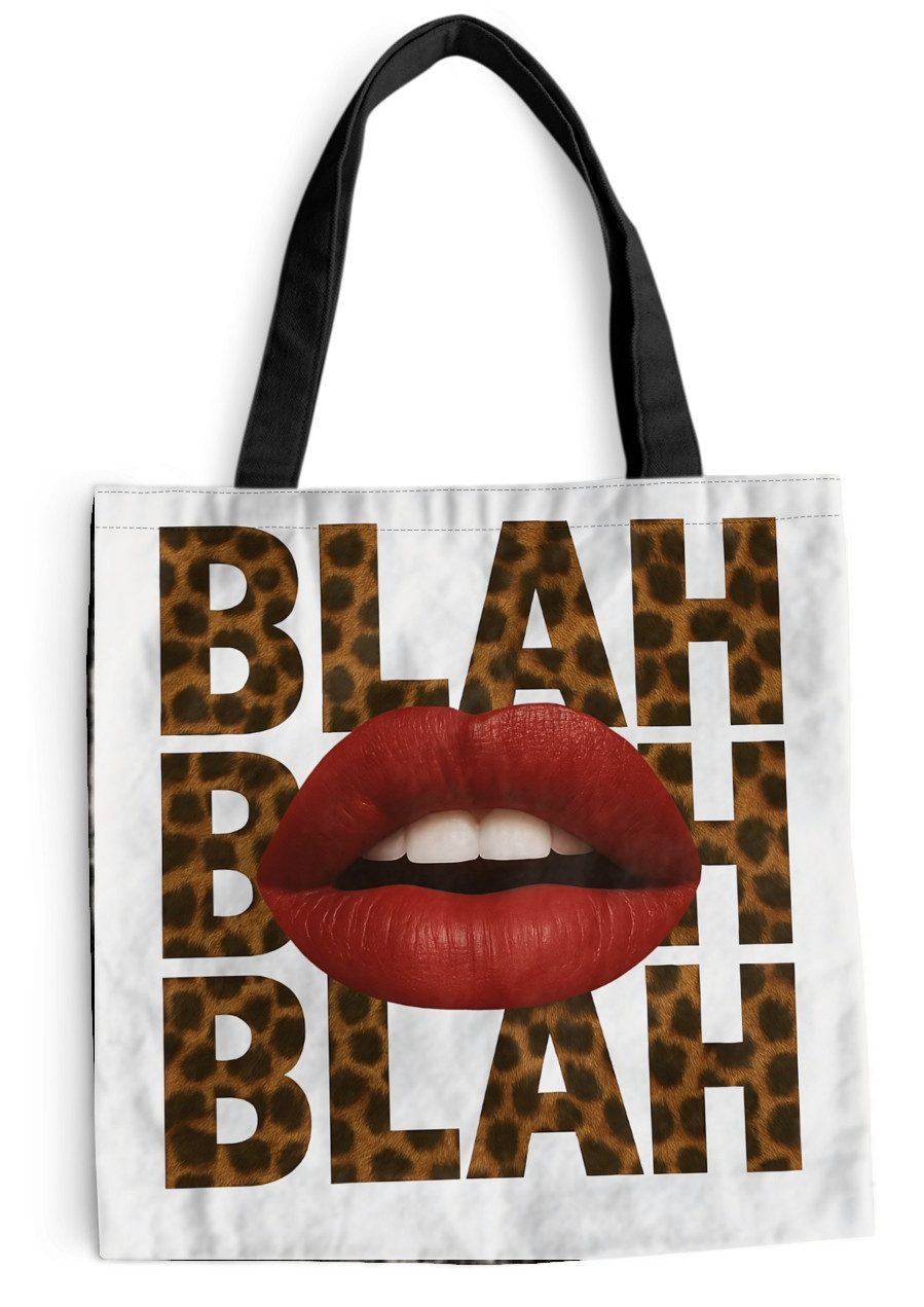 MuchoWow Shopper Lippen - Rot - Zitat, Handtasche, Damen und Herren, Schultertasche, Umhängetasche, Tote Bag
