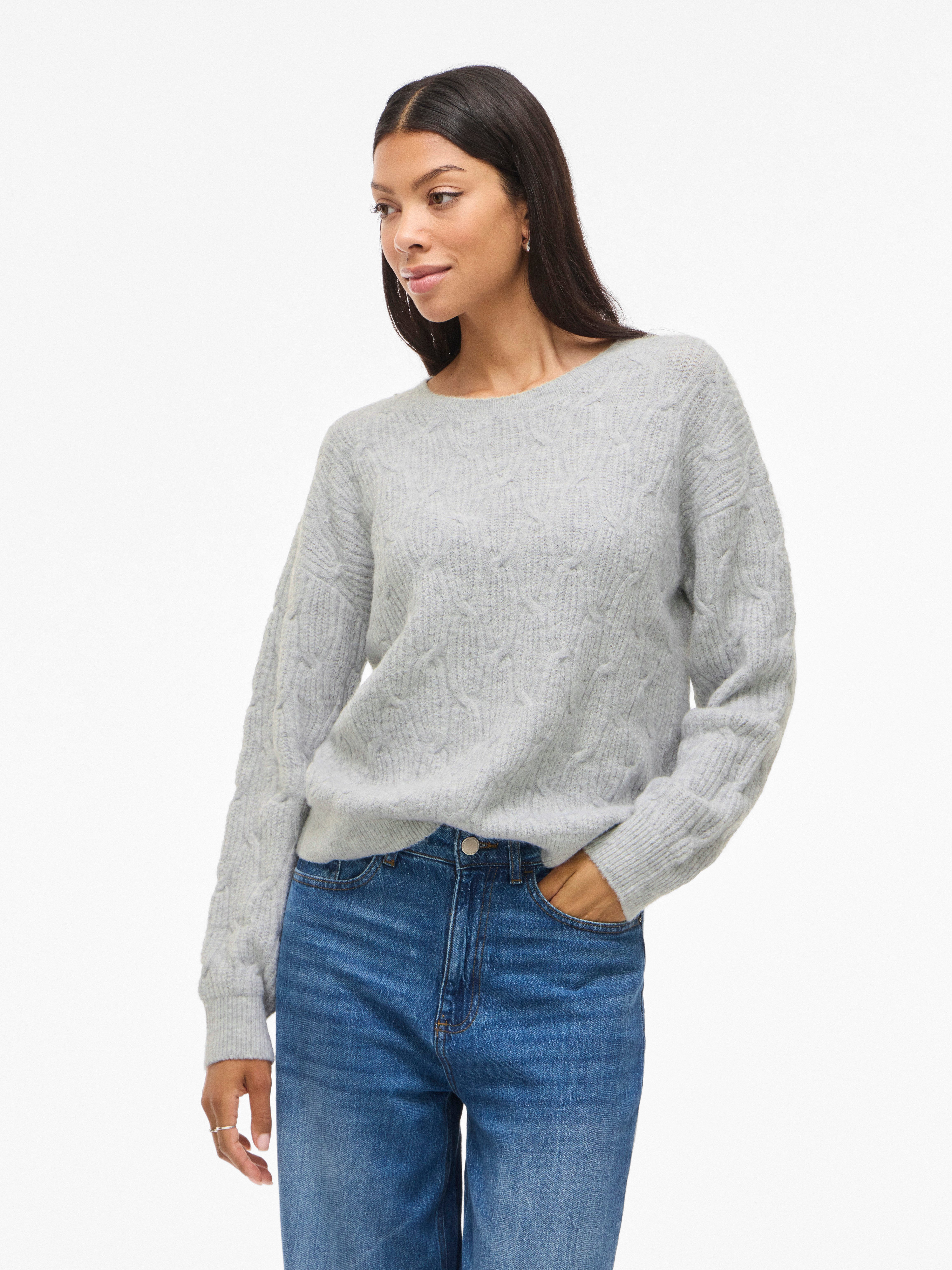 Vila Strickpullover VILASSIA O-NECK L/S CABEL günstig online kaufen
