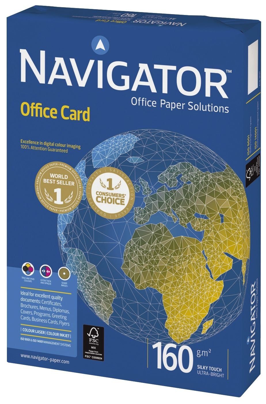 NAVIGATOR Druckerpapier Office Card - A4, 160 g/qm, weiß, 250 Blatt