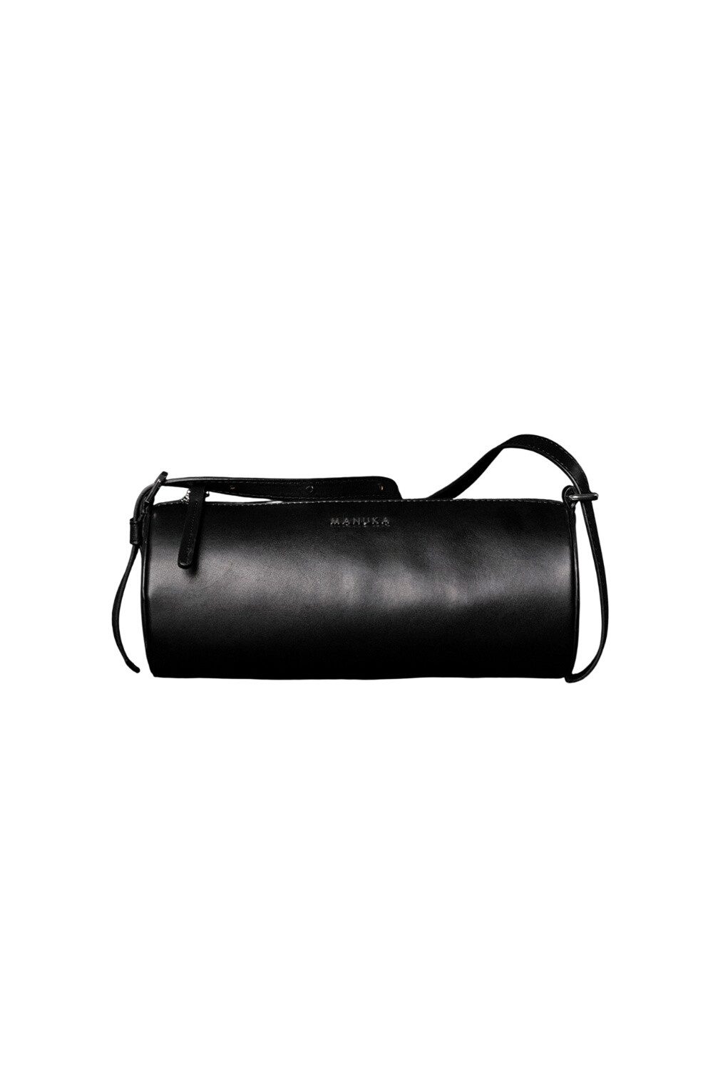 MANUKA Abendtasche SCHWARZE LEDER-ZYLINDER-SCHULTERTASCHE