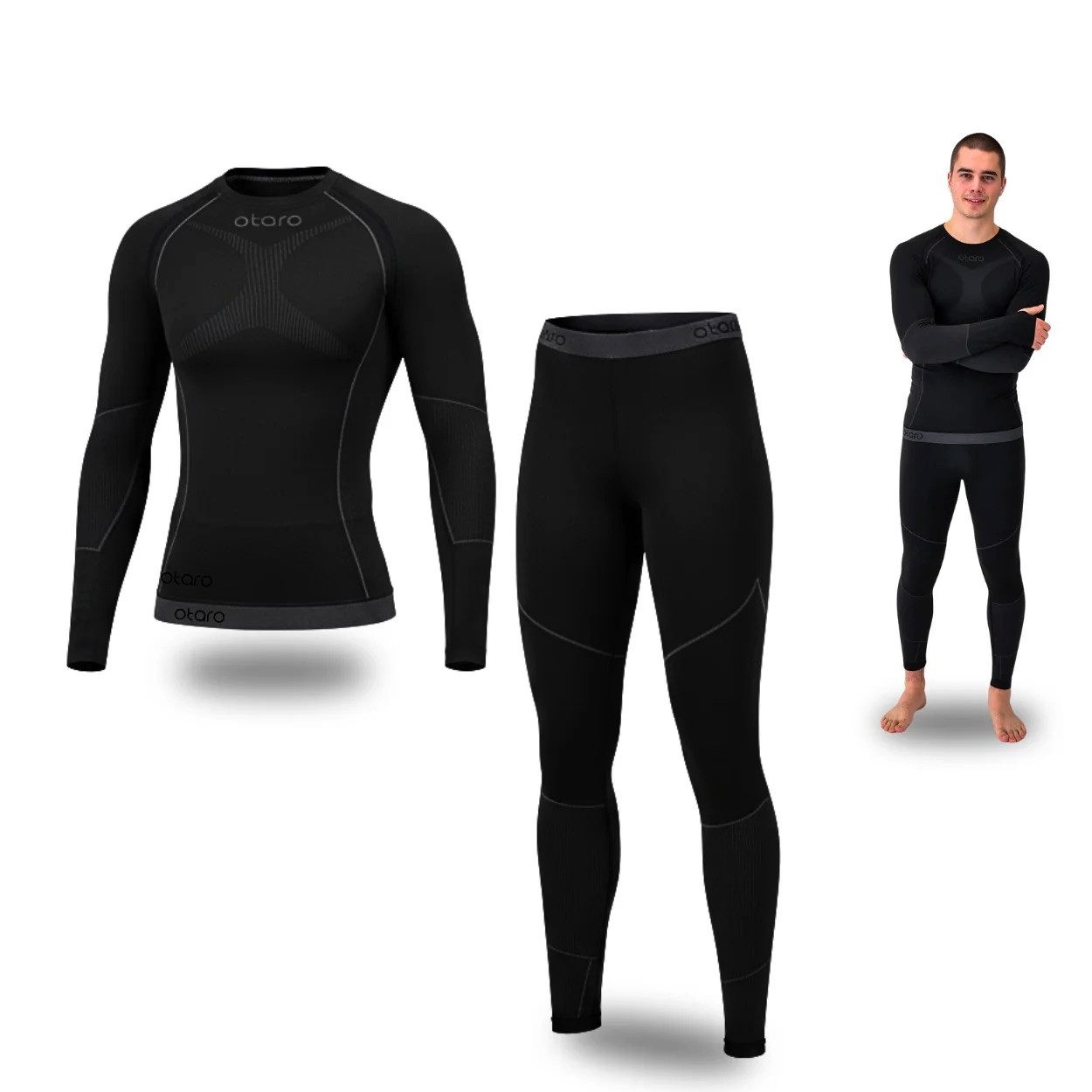 Otaro Thermounterhose Thermounterwäsche Herren Set, Funktionsunterwäsche, Baselayer (Die perfekte Skiunterwäsche, 2-St., 2-teiliges Set) Wärmeisolierend, Atmungsaktiv, Schnelltrocknend