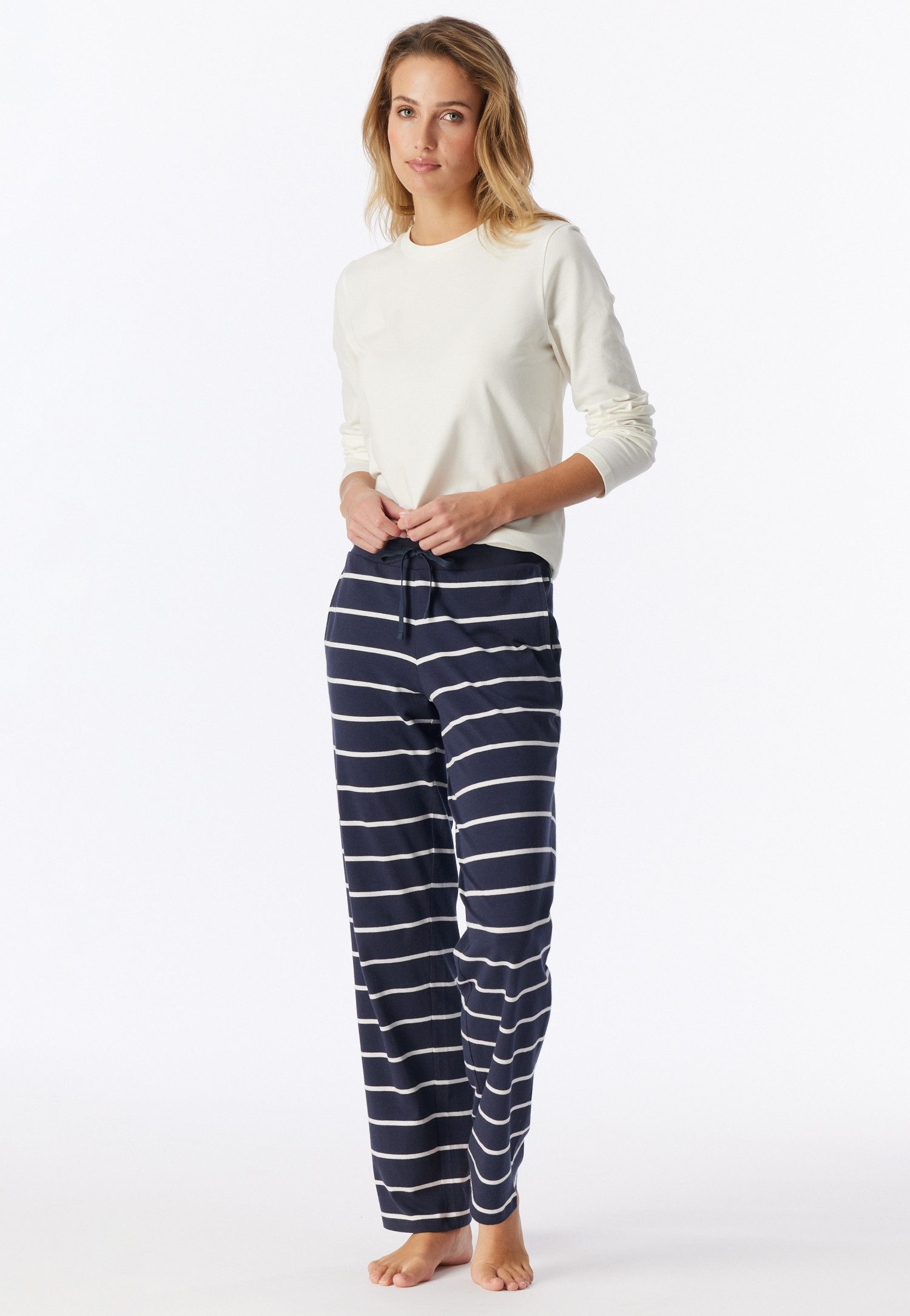 Schiesser Pyjamahose Mix + Relax Cotton-Mix, Gummizug, Bindeband, seitliche Taschen