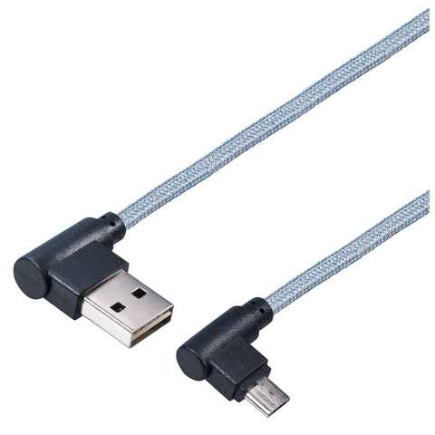 Maxtrack Smartphone-Kabel, USB, USB-A Winkelstecker auf Micro USB-B Winkelstecker (100 cm), Verbindungskabel für Smartphones mit Micro USB B Anschluss