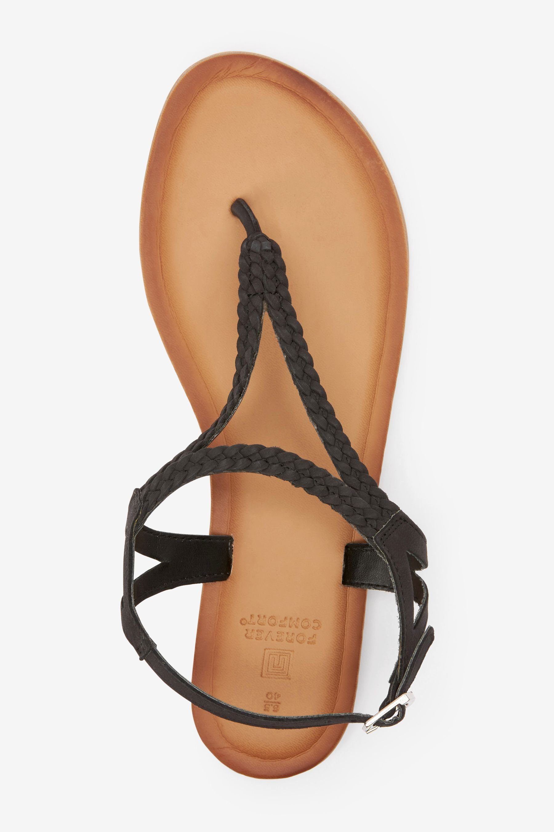 Next Forever Sandale Black Comfort® Zehenstegsandalen Leder (1-tlg) aus