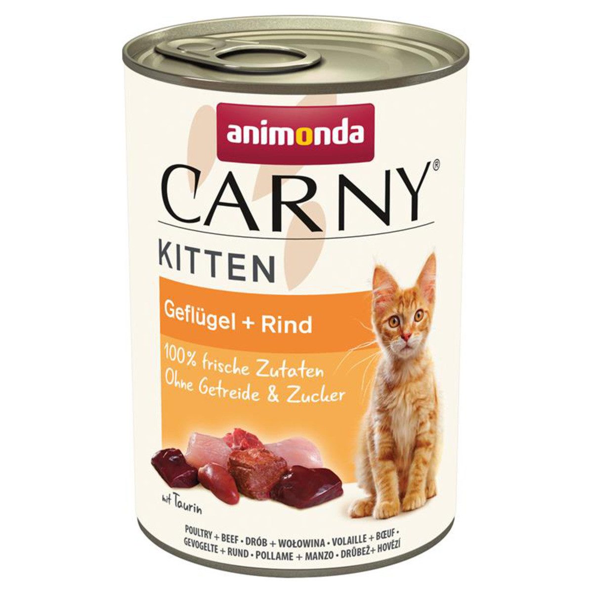 Animonda Carny Kitten mit Geflügel + Rind 400 g - 12 Stück, Nassfutter für: Katze