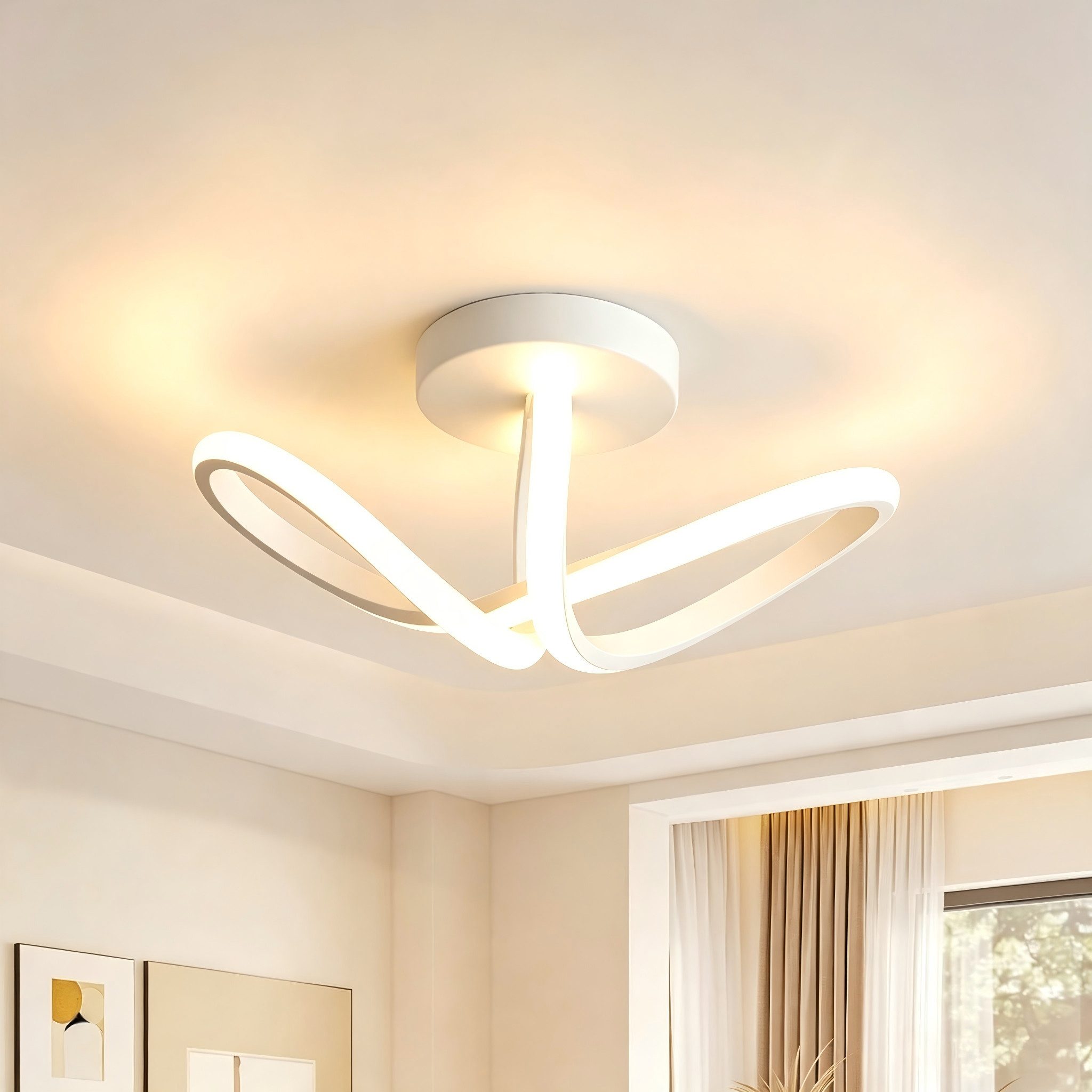 BlingBin Deckenleuchte Moderne 19W LED-Deckenlampe mit 3 Lichtfarben 3000/4500/6500 K,1900 lm, Innenbeleuchtung, LED fest integriert, Warmweiß Neutralweiß Tageslichtweiß, CRI ≥ 80 mit Memory-Funktion für Wohnzimmer, Schlafzimmer und Küche