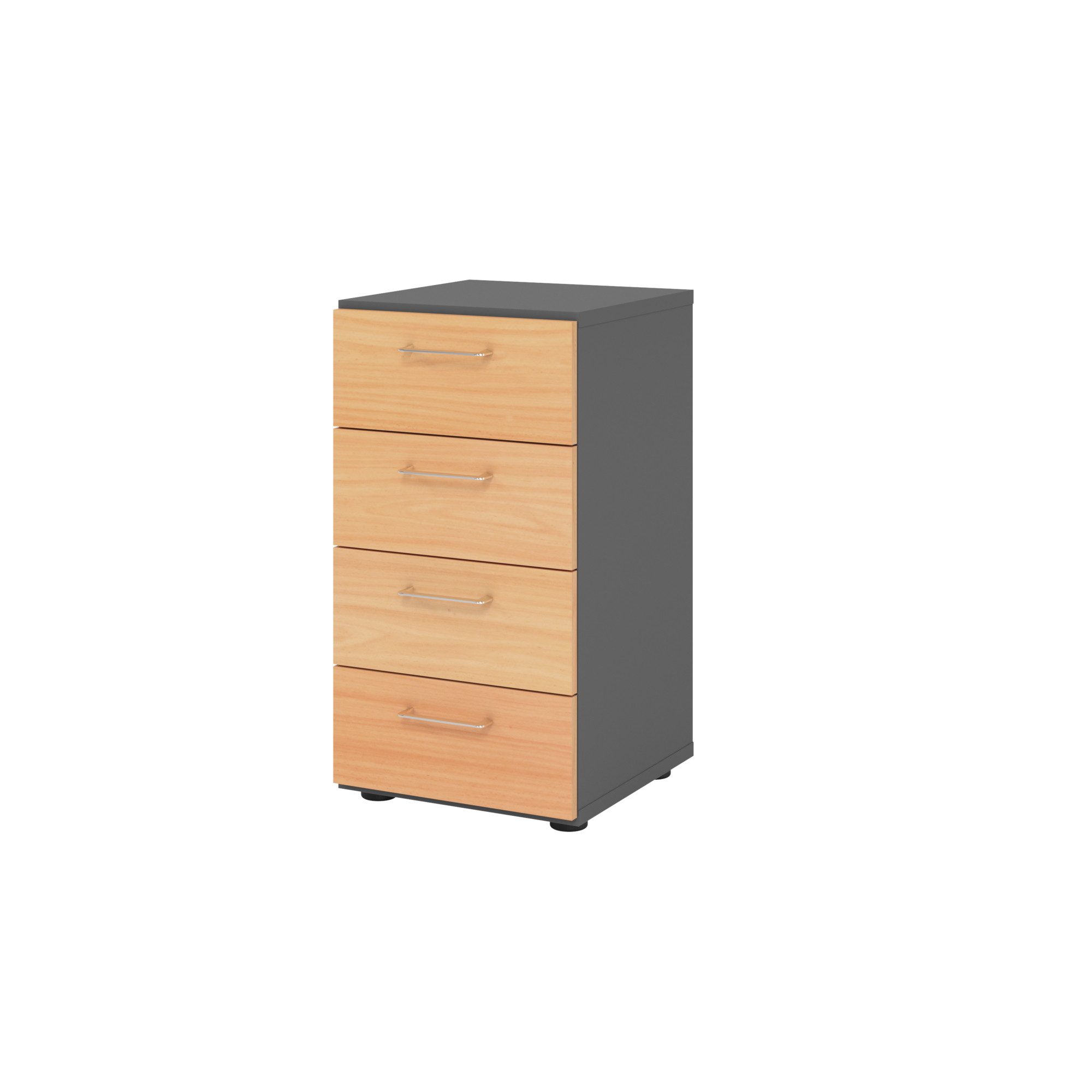 Hängeschuhschrank Regal 2OH 4 Schübe graphit/Buche