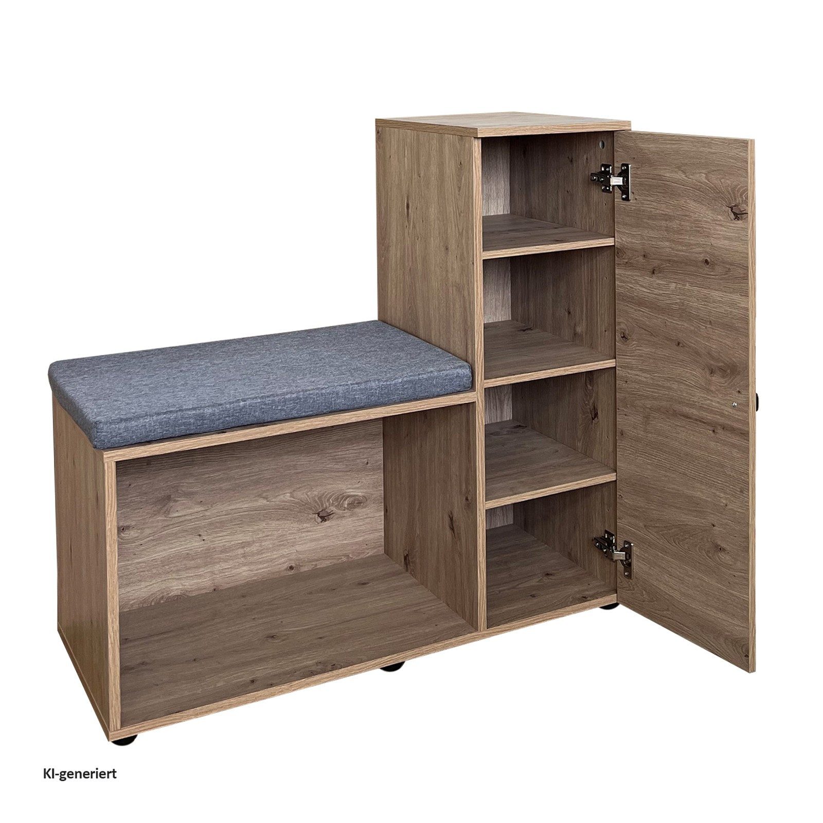 HTI-Living Schuhschrank Schuhschrank mit Sitzbank Thekla Artisaneiche (Stück, 1-St., 1 Schuhschrank inkl. Sitzkissen) – Bild 3 von 3