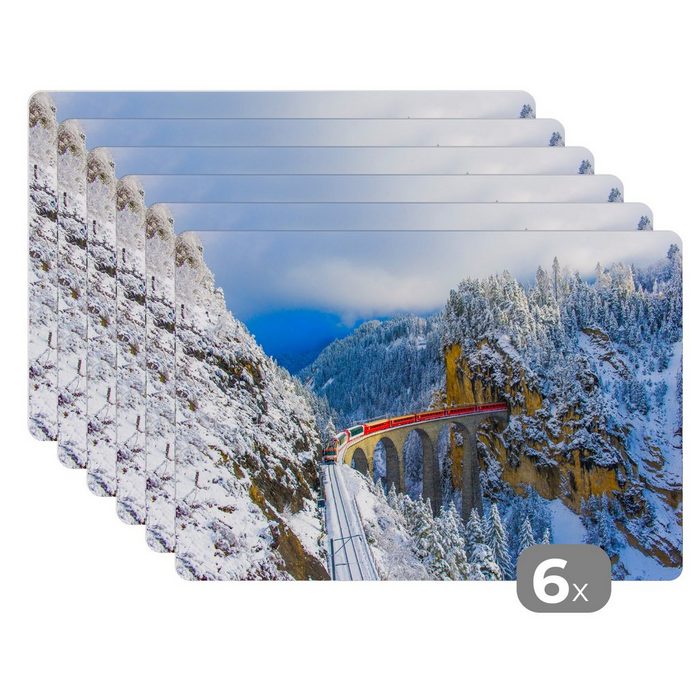 Platzset Viadukt in der Schweiz MuchoWow (6-St) Platzset Platzdecken Platzmatte Tischmatten Schmutzabweisend