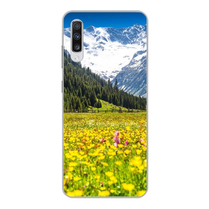 MuchoWow Handyhülle Blumen - Mons - Gelb Phone Case Handyhülle Samsung Galaxy A70 Silikon Schutzhülle