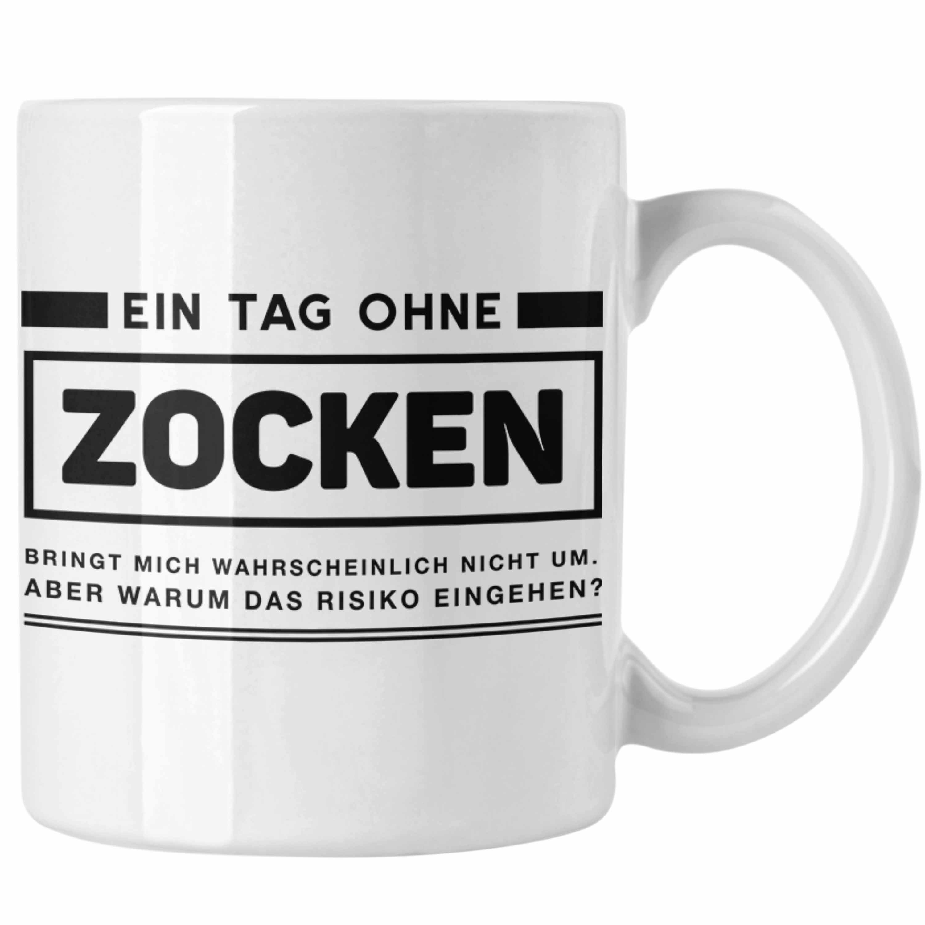 Trendation Tasse Trendation - Tag Tassen - Tasse Geschenk Spruch Controller Jungen Weiss Gaming Zocken Jungs Ein Geschenk Gamer - Zocker