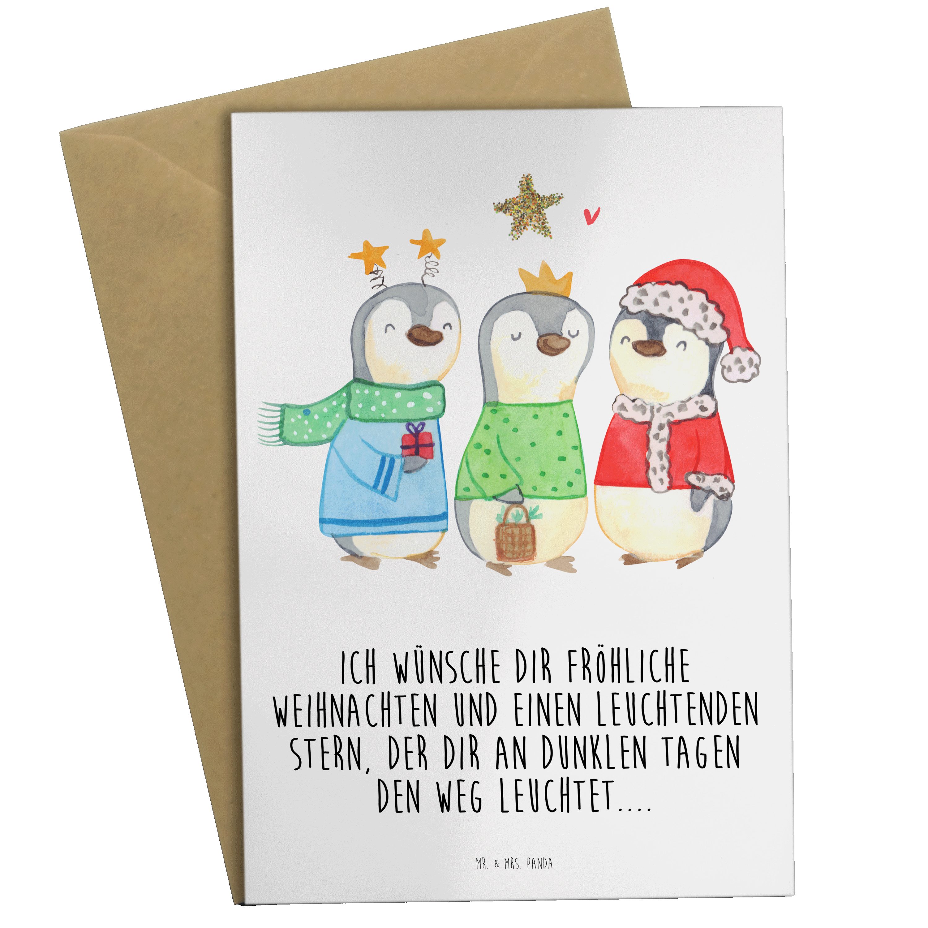 Mr. & Mrs. Panda Grußkarte Winterzeit Heilige drei Könige - Weiß - Geschenk, Weihnachtsdeko, Geb