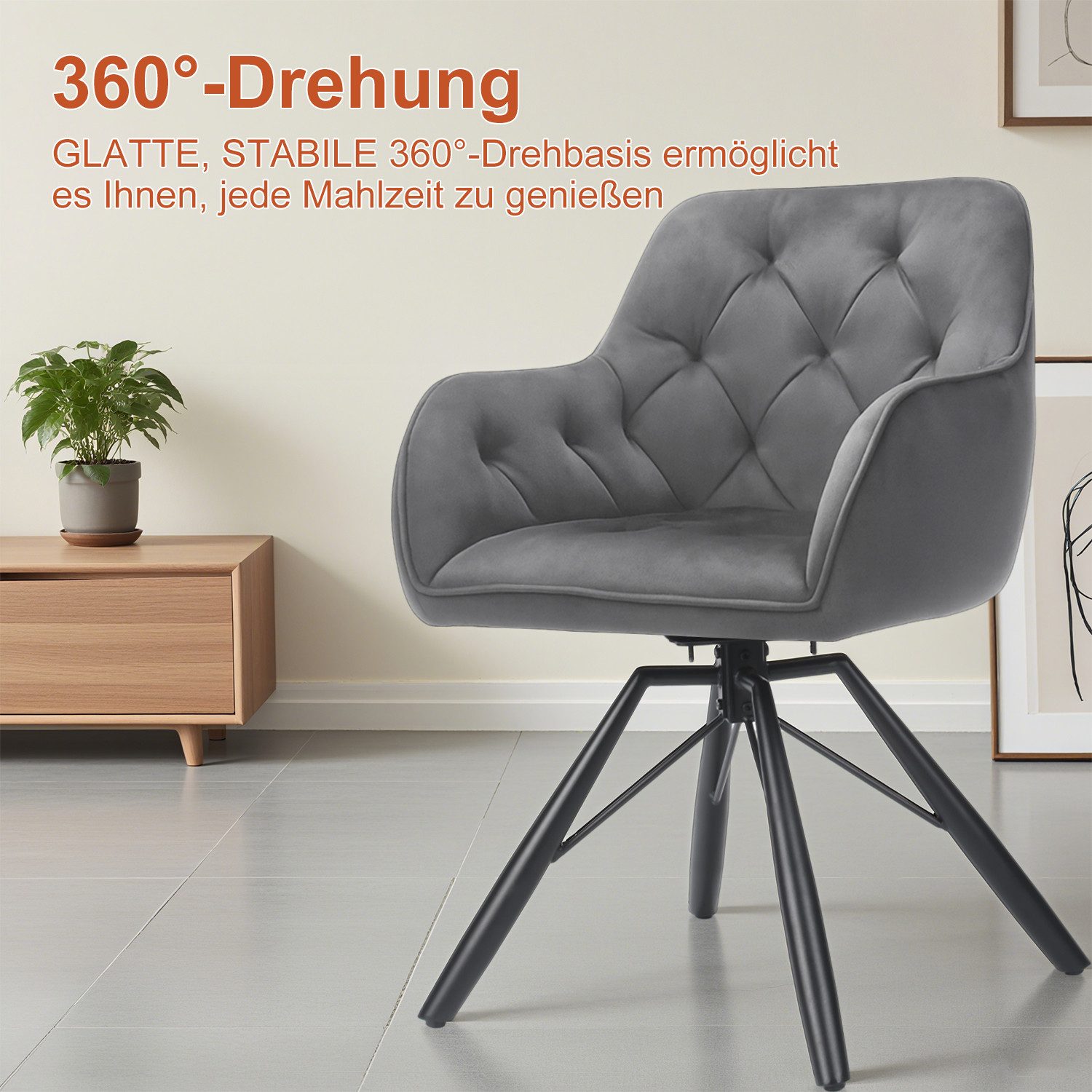 oyajia Polsterstuhl Esszimmerstuhl mit Armlehne Samt-Bezug günstig online kaufen