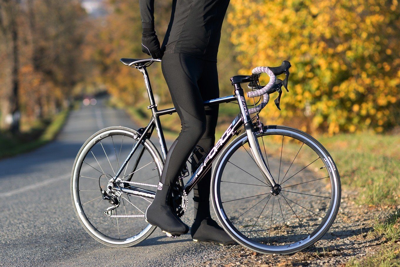 FORCE Fahrradhose Trägerhose FORCE BRIGHT ohne pad, Bib -5 °C bis +5 °C %%%