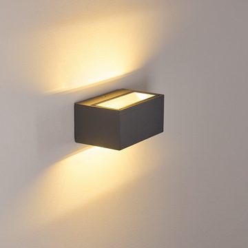 hofstein Außen-Wandleuchte »Meida« LED Außenwandlampe aus Aluminiumin Anthrazit, 3000 Kelvin, 10, 500 Lumen, m. Up&Down-Effekt, IP54