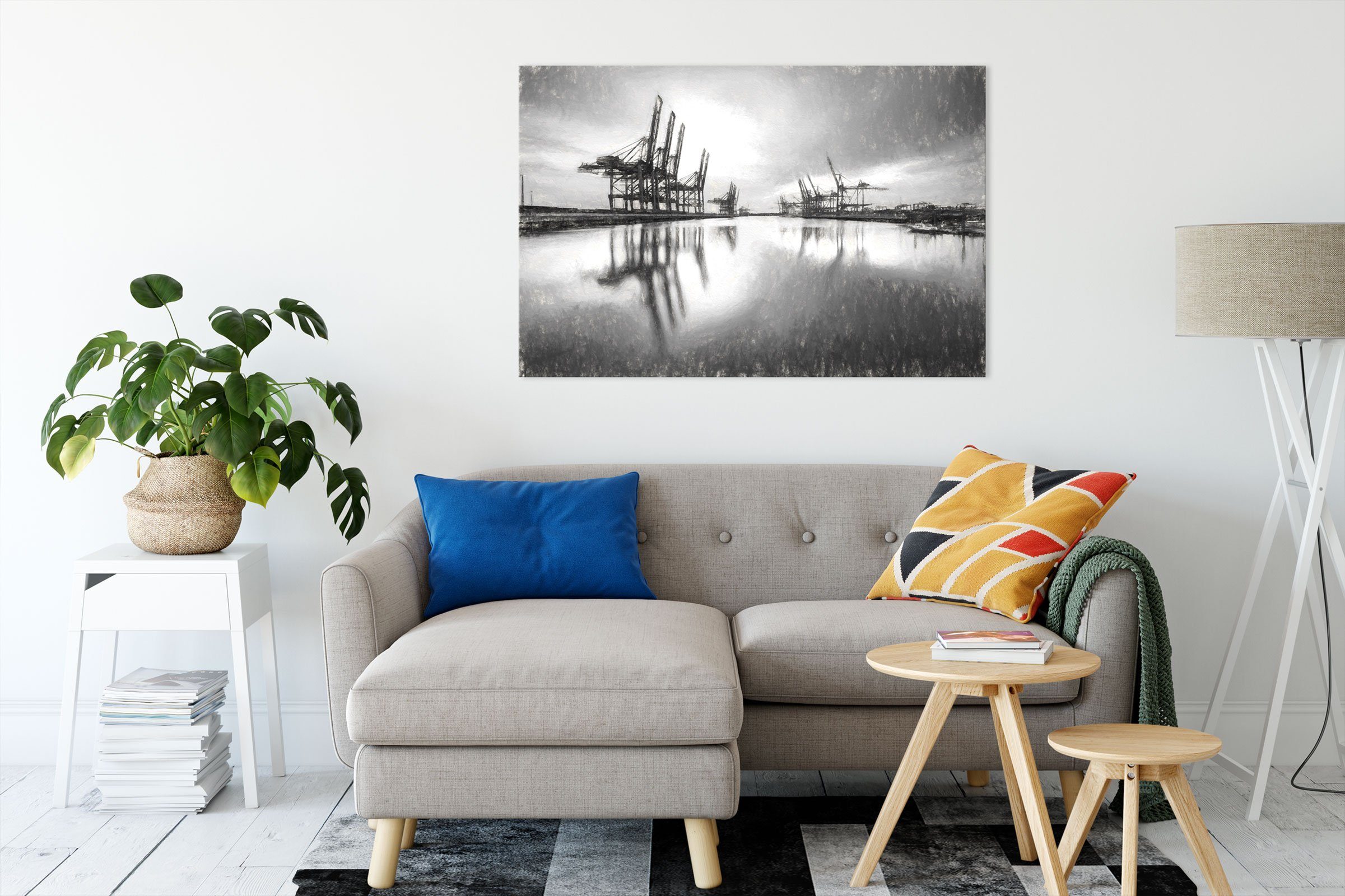 Pixxprint Leinwandbild Hafen im Abendschein, Hafen günstig online kaufen