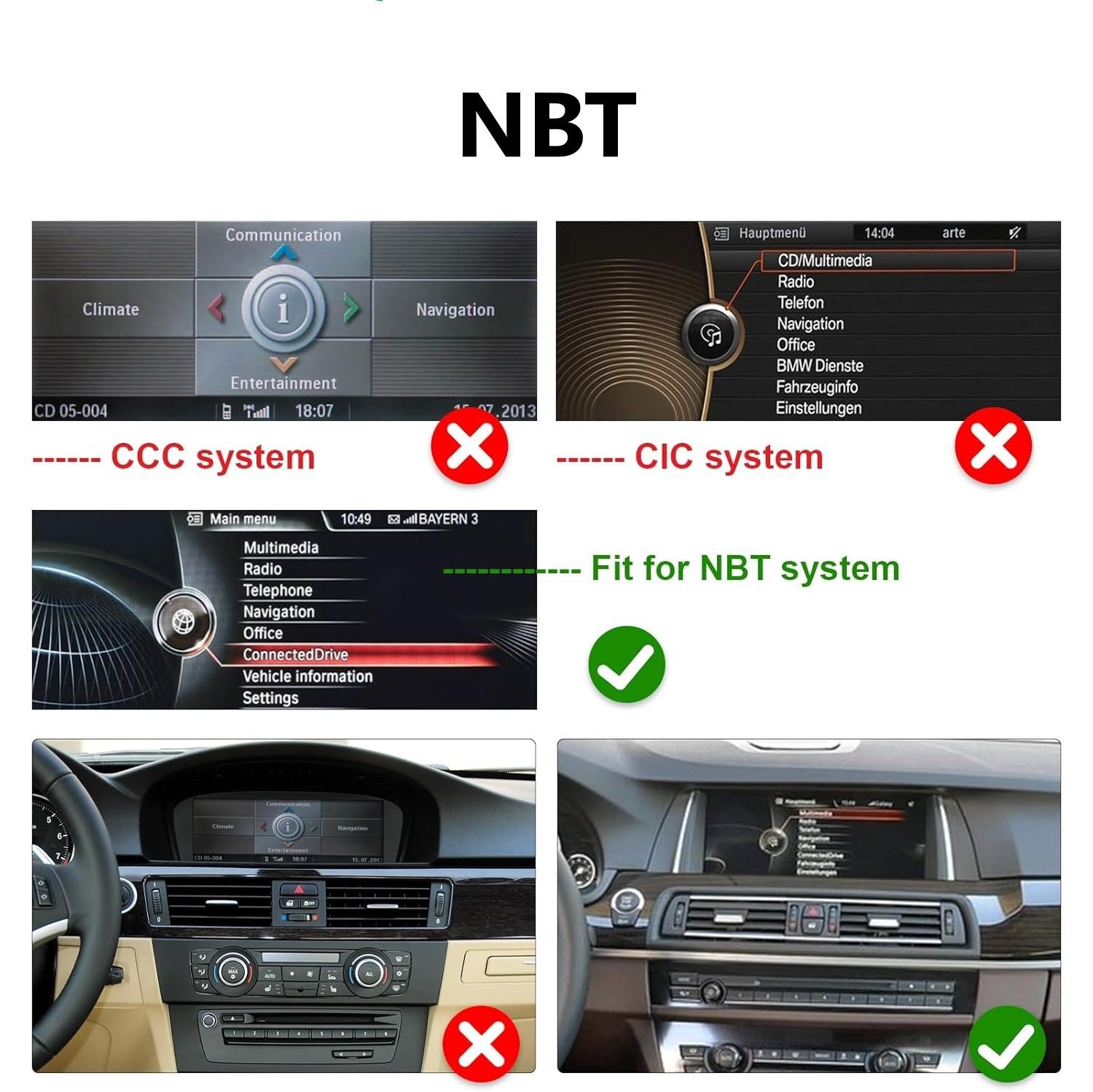 GABITECH Für BMW F10 F11 NBT 10.2" Touchscreen Android GPS Carplay Display Einbau-Navigationsgerät (Wireless Carplay und Android Auto, Linux System) – Bild 5 von 5
