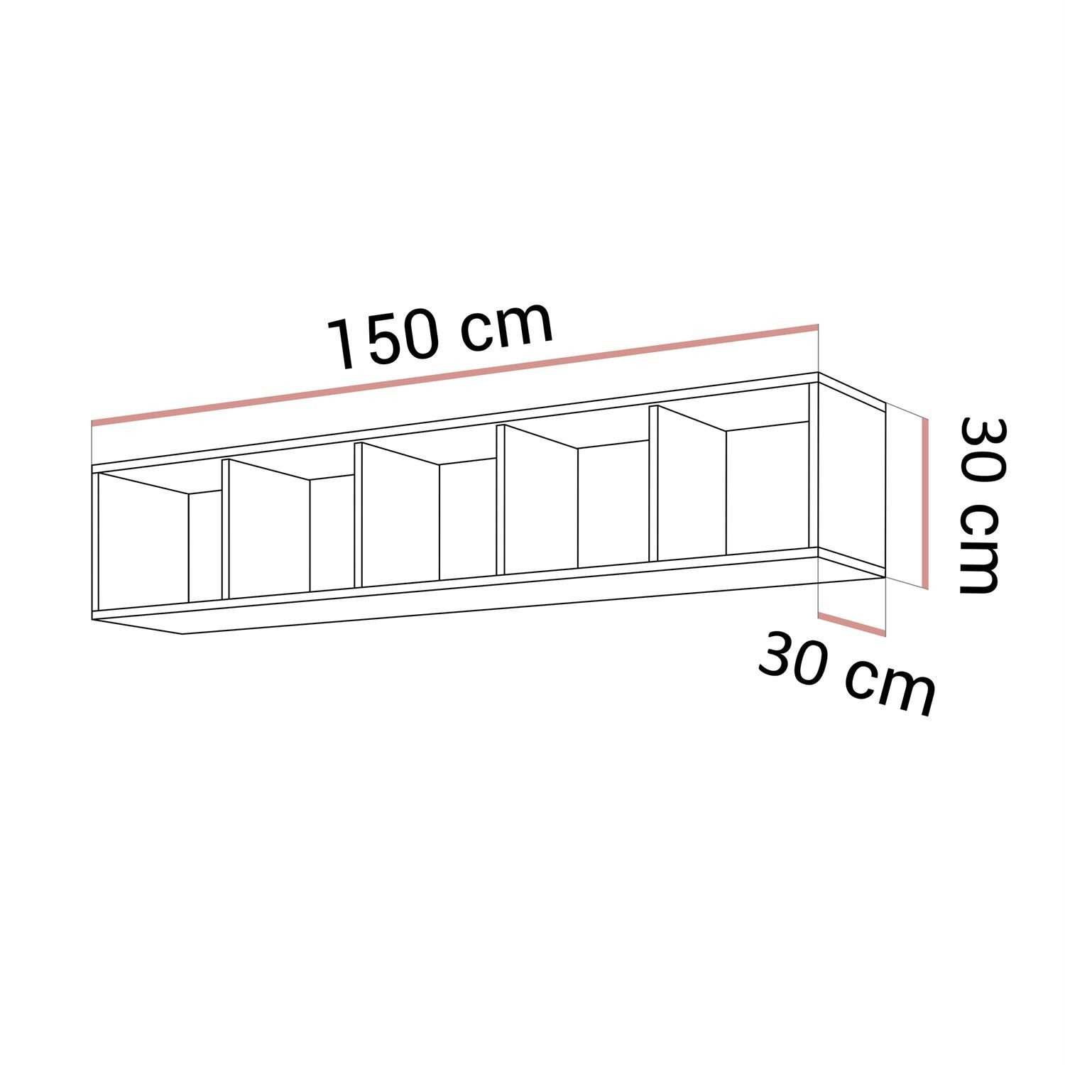 Lookway Hängeregal CARMEN Kaschmir mit LED-Beleuchtung, 150x30x30 cm – Bild 4 von 4