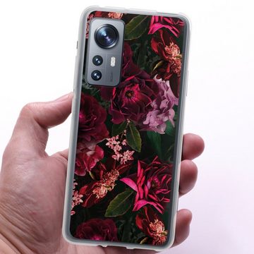 DeinDesign Handyhülle Rose Blumen Blume Dark Red and Pink Flowers, Xiaomi 12 5G Silikon Hülle Bumper Case Handy Schutzhülle