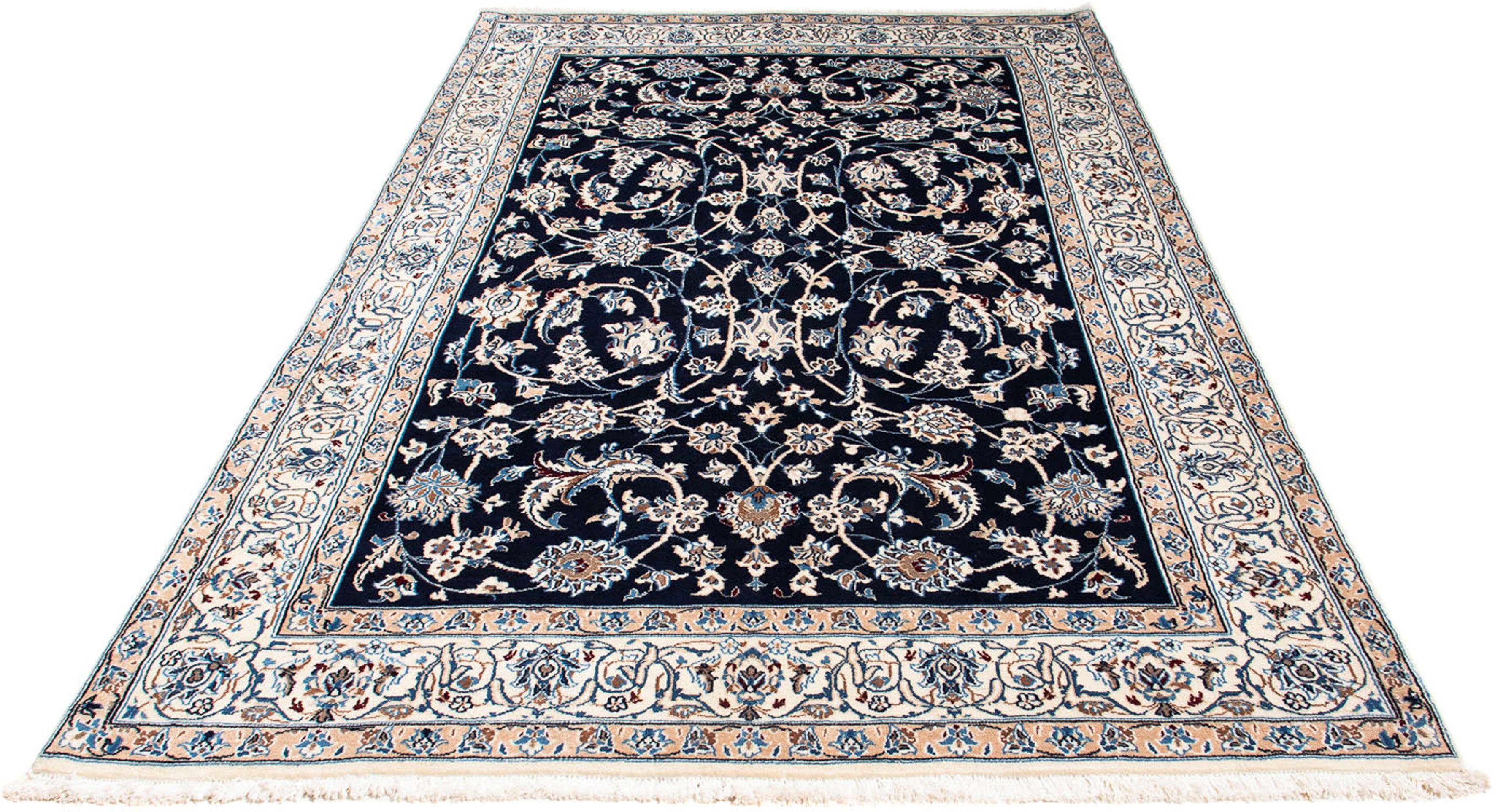 Orientteppich Perser - Nain - Royal - 231 x 155 cm - dunkelblau, morgenland, rechteckig, Höhe: 10 mm, Wohnzimmer, Handgeknüpft, Einzelstück mit Zertifikat