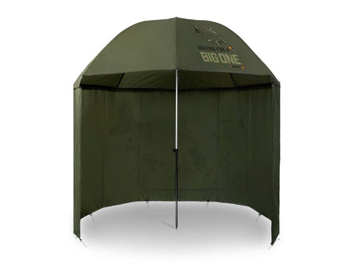 Delphin.sk Angelschirm Regenschirm mit Seitenwand Delphin BigONE CARP 250cm Angelschirm, Design des Schirms ist speziell auf die Karpfenangler angepasst