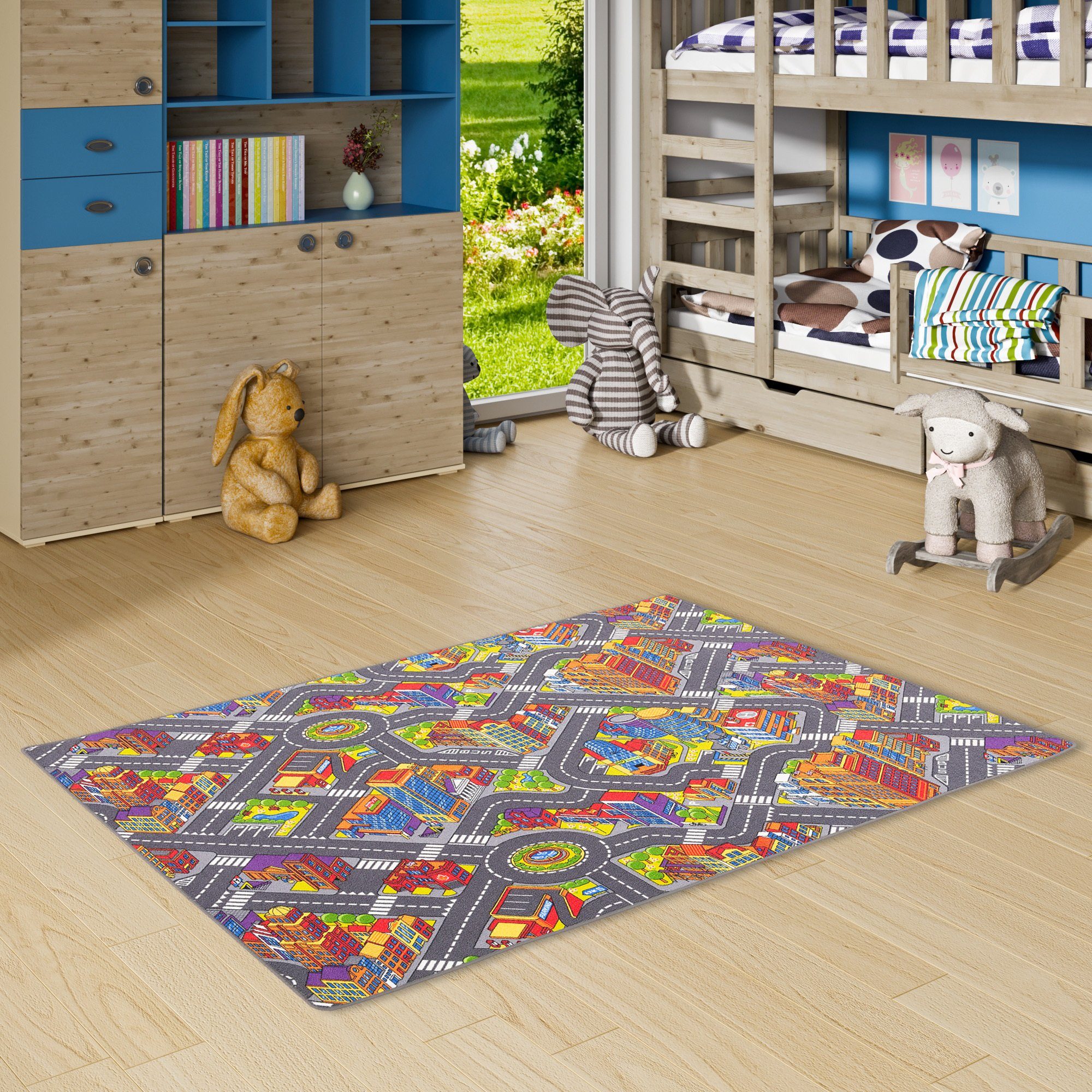 Kinderteppich Autoteppich Spielteppich - verschiedene Spielwelten,  Primaflor-Ideen in Textil, rechteckig, Höhe: 6,5 mm, In verschiedenen  Größen erhältlich