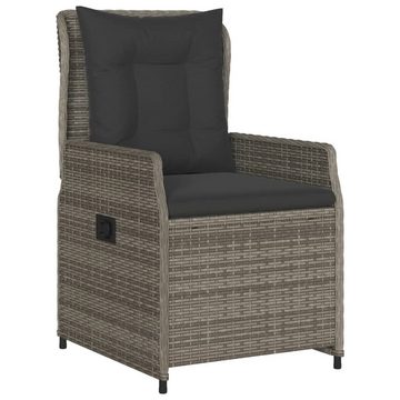 vidaXL Garten-Essgruppe 9-tlg. Garten-Essgruppe mit Kissen Grau Poly Rattan, (9-tlg)