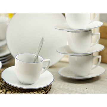 CreaTable Kaffeeservice CreaTable, 22453, Serie Enjoy BLUE LINE, Geschirrset, Kaffeeservice 18 (18-tlg), 6 Personen, Porzellan