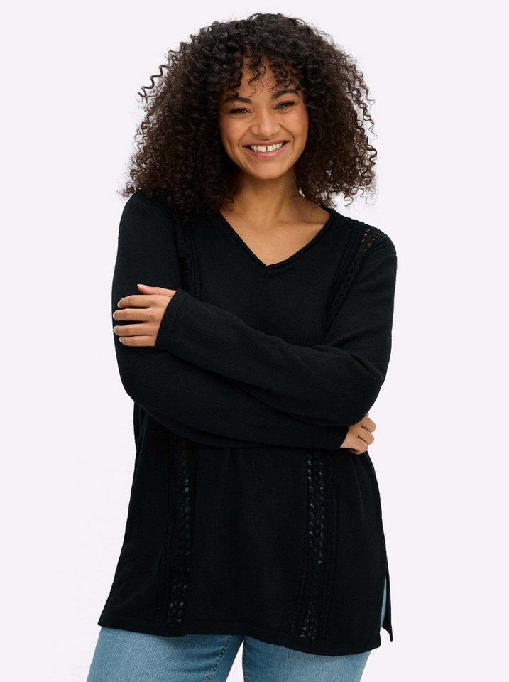 Sheego Strickpullover Langarm-Pullover Langarm Zopfmuster