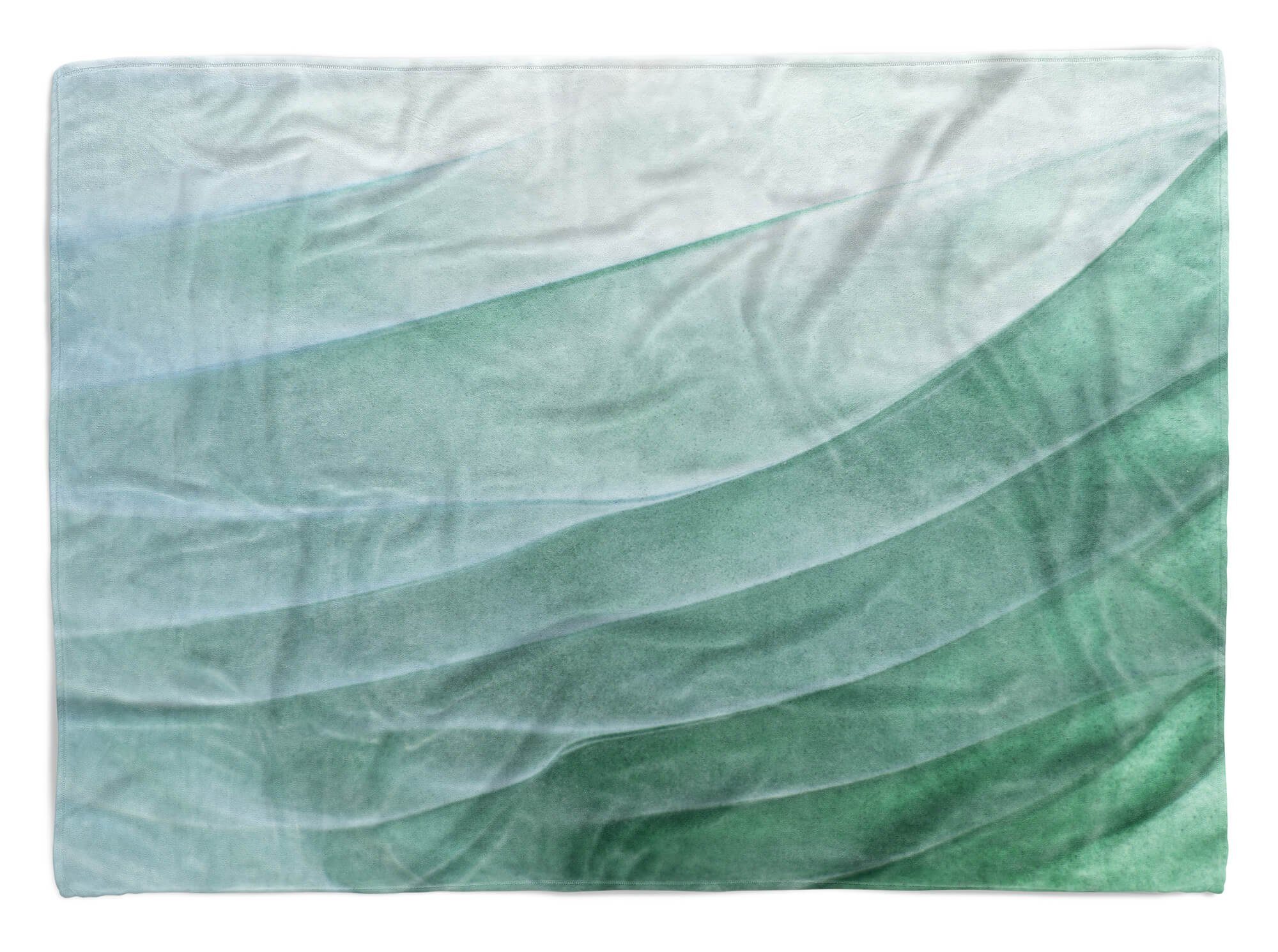 Sinus Art Handtücher Handtuch Strandhandtuch Saunatuch Kuscheldecke mit Fotomotiv Grün Wellen Schön Kunstvoll, Baumwolle-Polyester-Mix (1-St), Handtuch