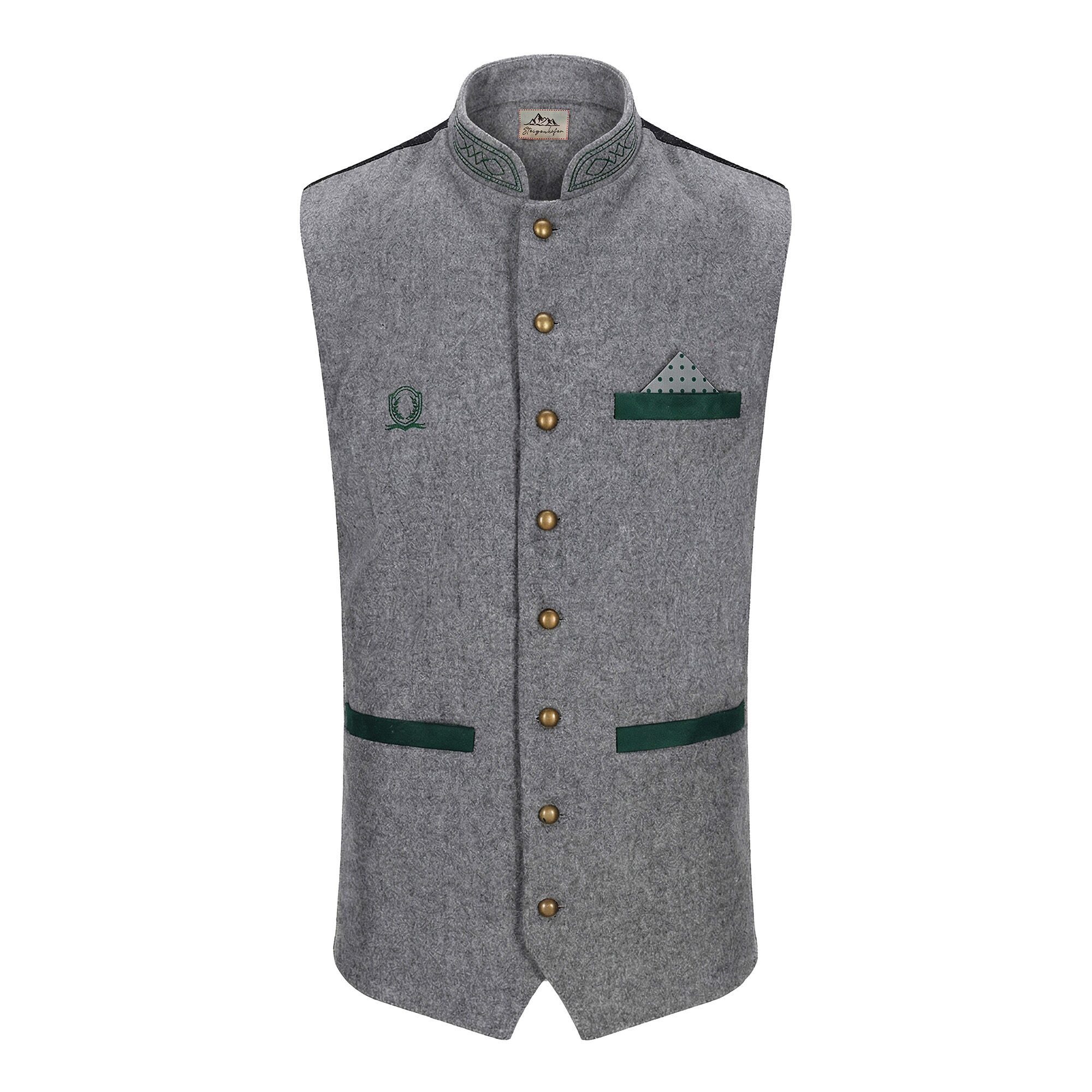 Steigenhöfer Manufaktur Trachtenweste Herren aus Baumwolle - Verstellbarer Rückenriegel - Tiefe Taschen Traditionelle Kugelknöpfe - Einstecktuch - Für ihr Oktoberfest Outfit