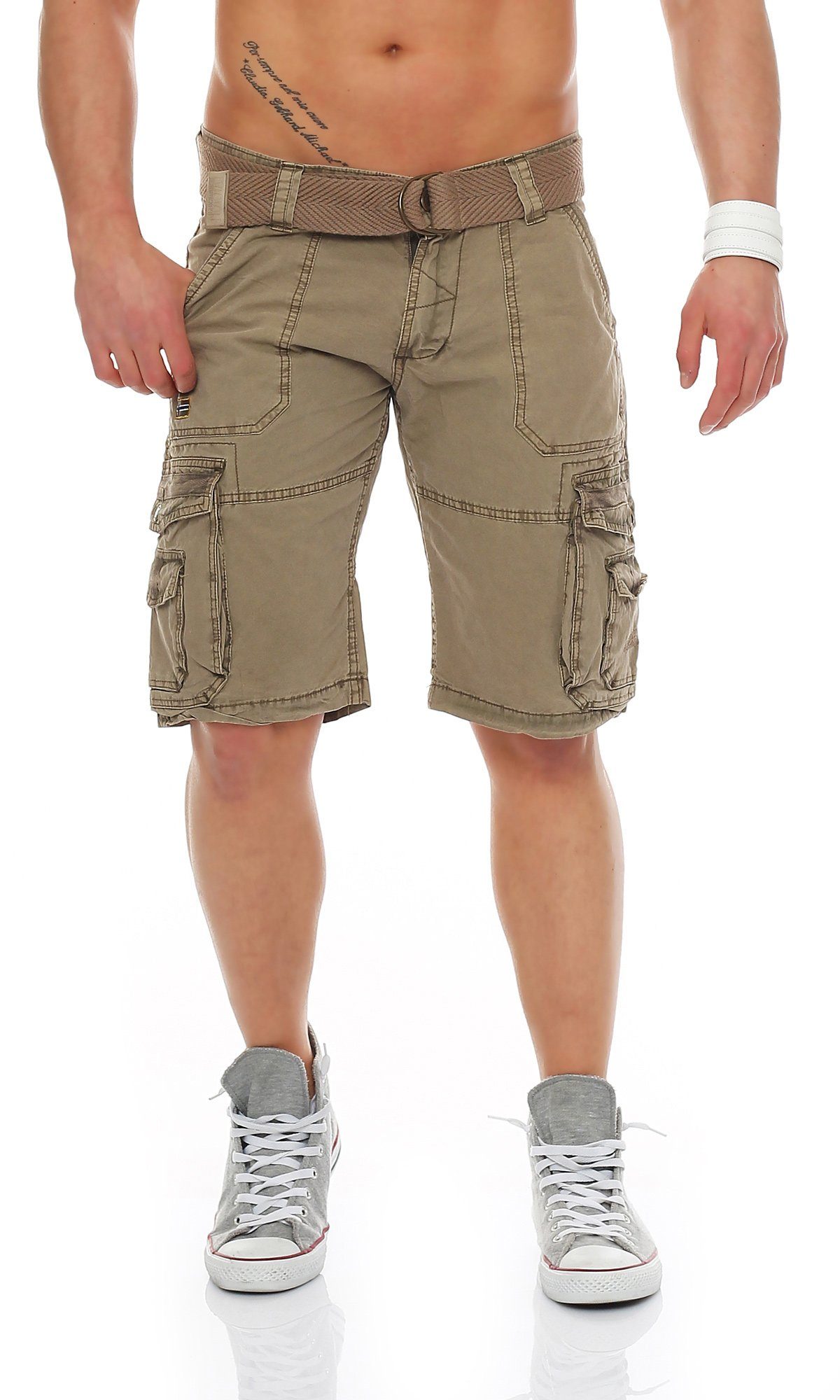 Geographical Norway Cargoshorts Herren Shorts PARACHUTE (mit abnehmbarem Gürtel) Shorts, kurze Hose, unifarben